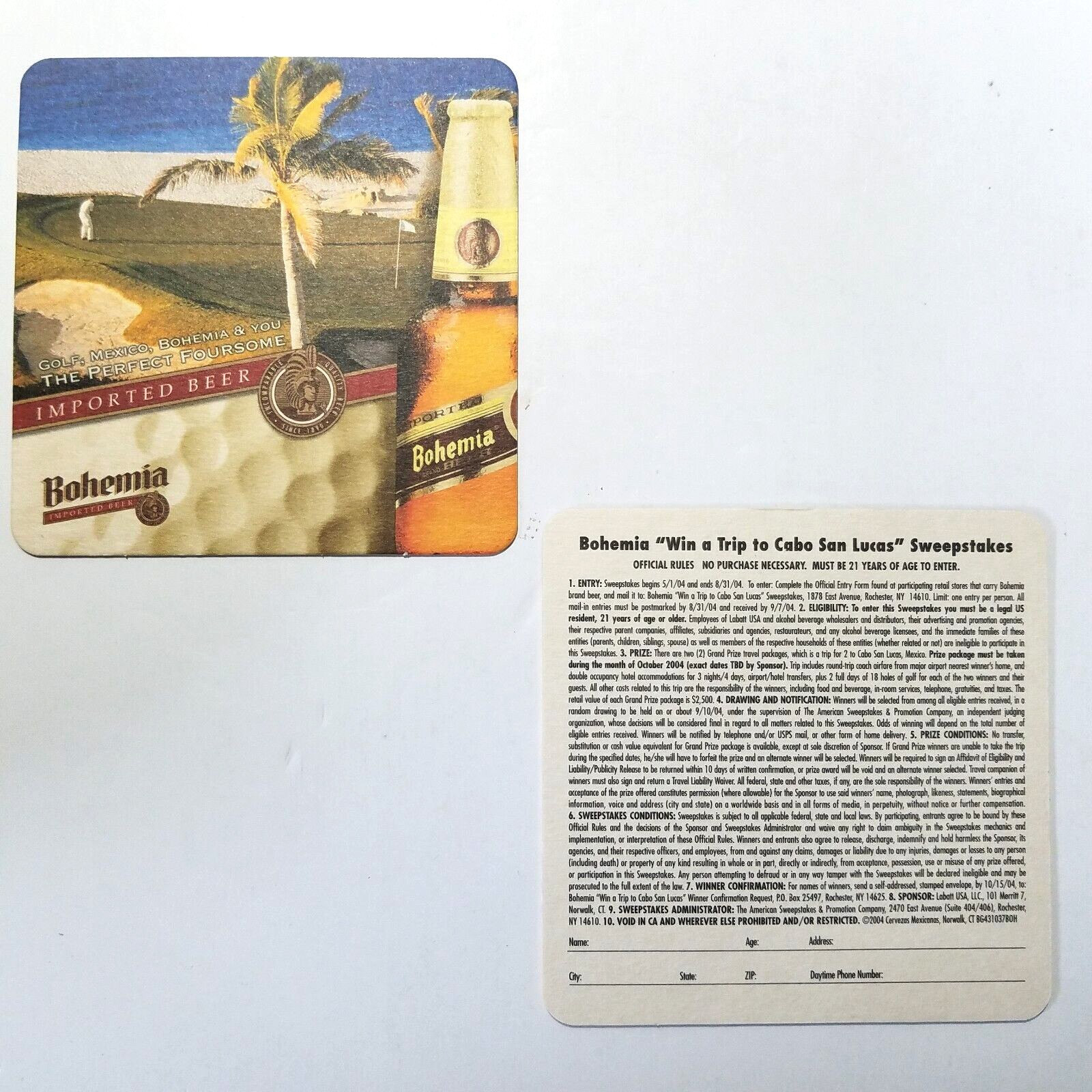 Bohemia Imported Beer Lot of 2  Beer Coasters 4