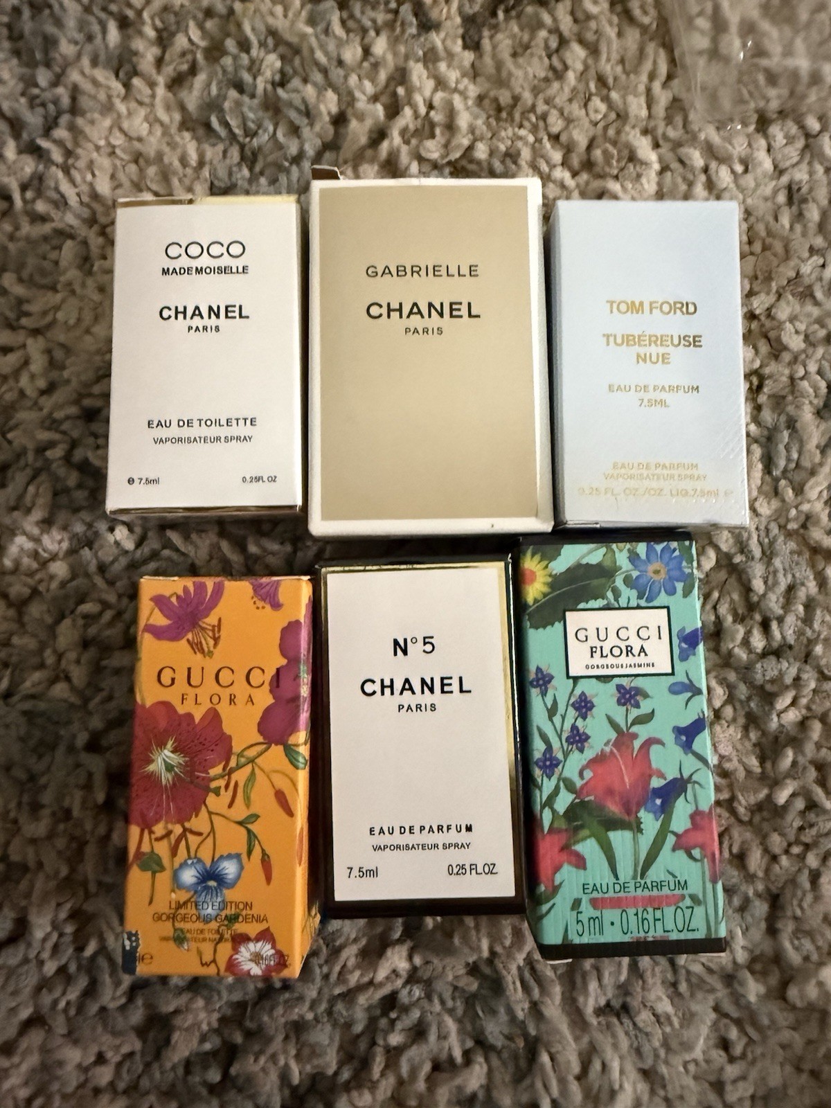 CHANEL Tom Ford Gucci Perfume Miniatures Lot of 6: Coco, No.5, Flora, Turbulence CHANEL Tom Ford Gucci Perfume Miniatures Lot of 6: Coco, No.5, Flora, Turbulence
