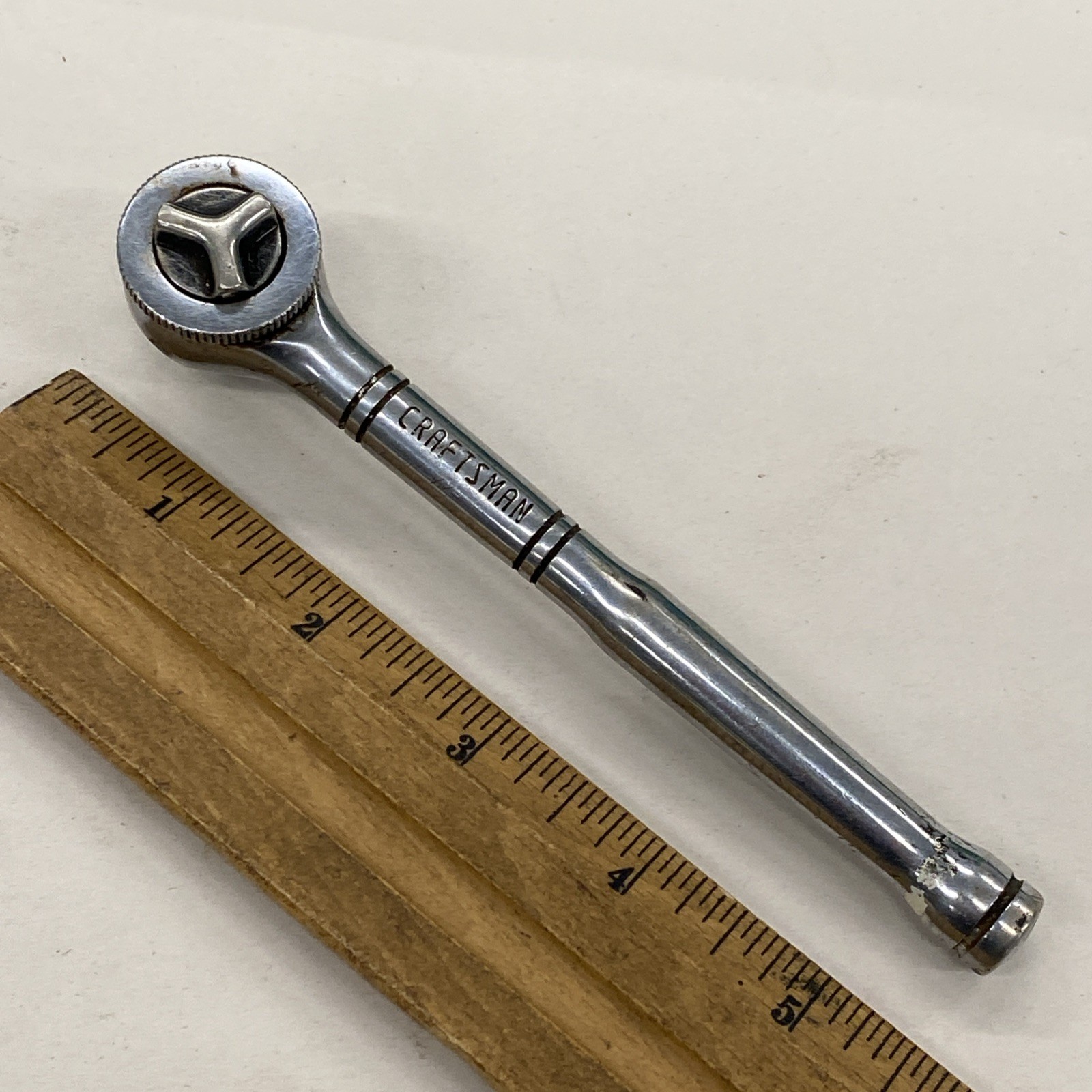 Vintage Craftsman 9 43795 Thumb Wheel 1/4” Drive Ratchet Handle Tri Wing, m0701