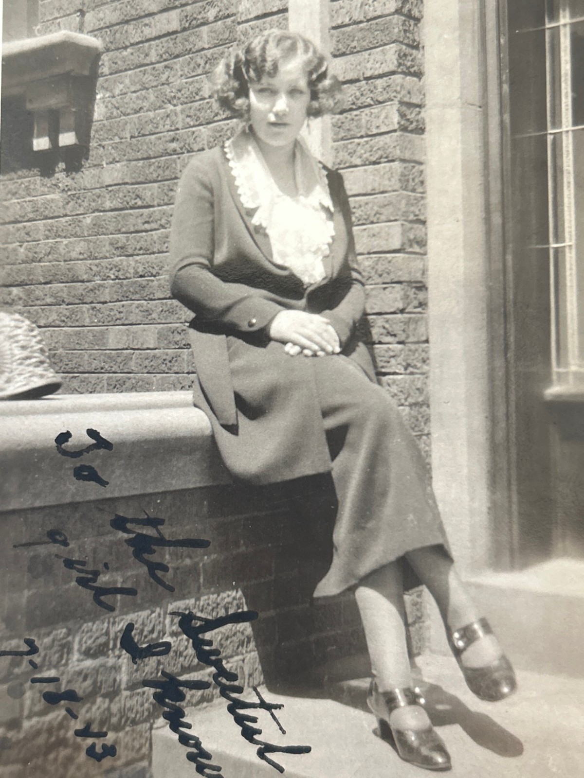 1920s Young Woman Portrait Brick Building 1920s Fashion