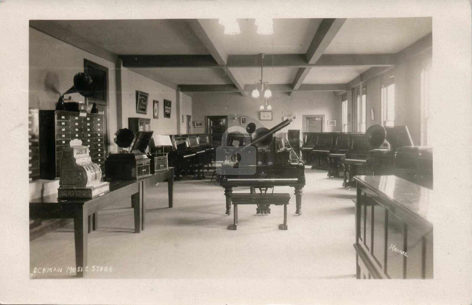 Music Store VICTOR PHONOGRAPHS VICTROLAS Jamestown NY RPPC Photo Postcard COPY