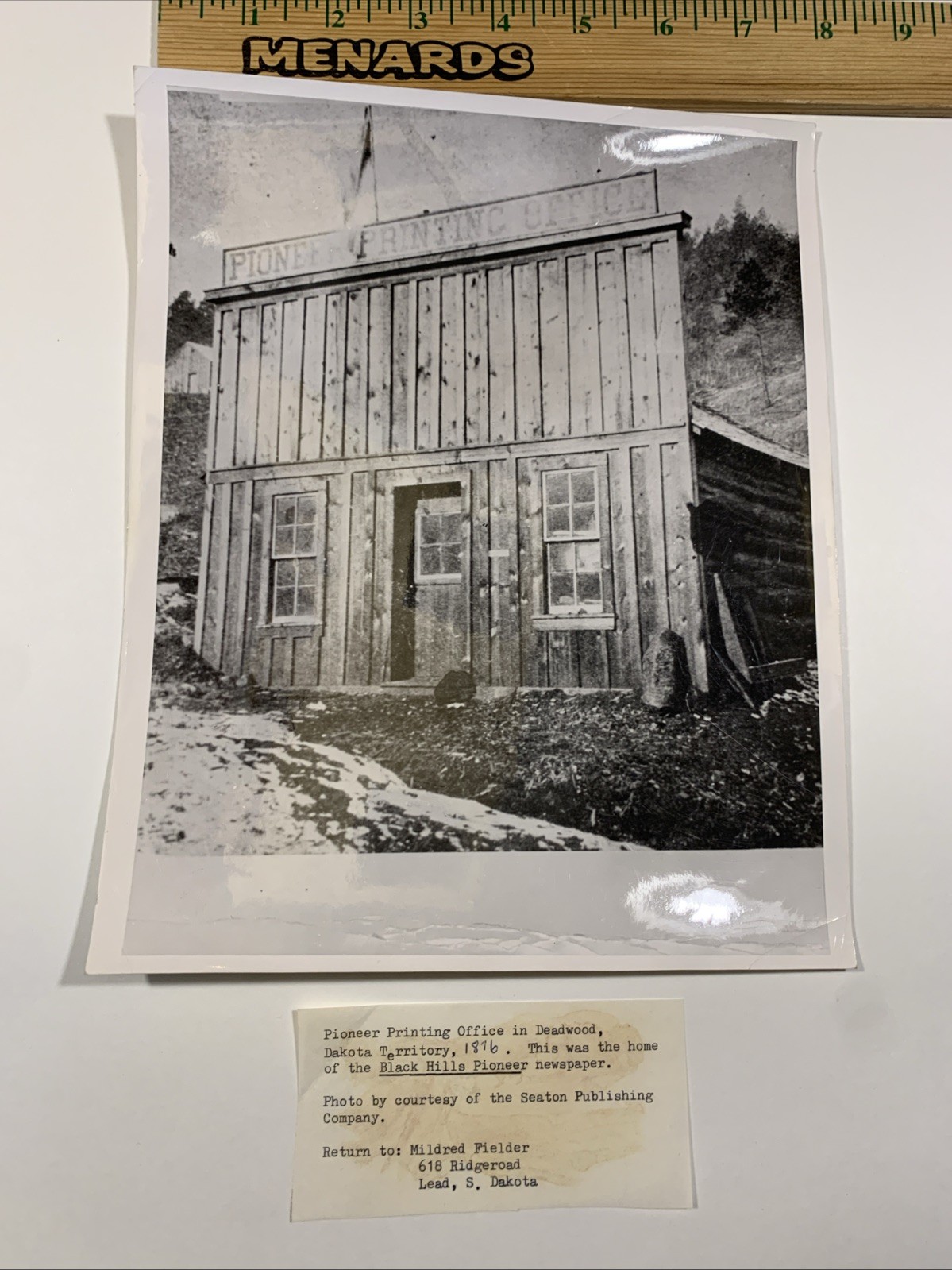 Antique Deadwood Dakota Territory 1876 Pioneer Printing Office Photo Homestake