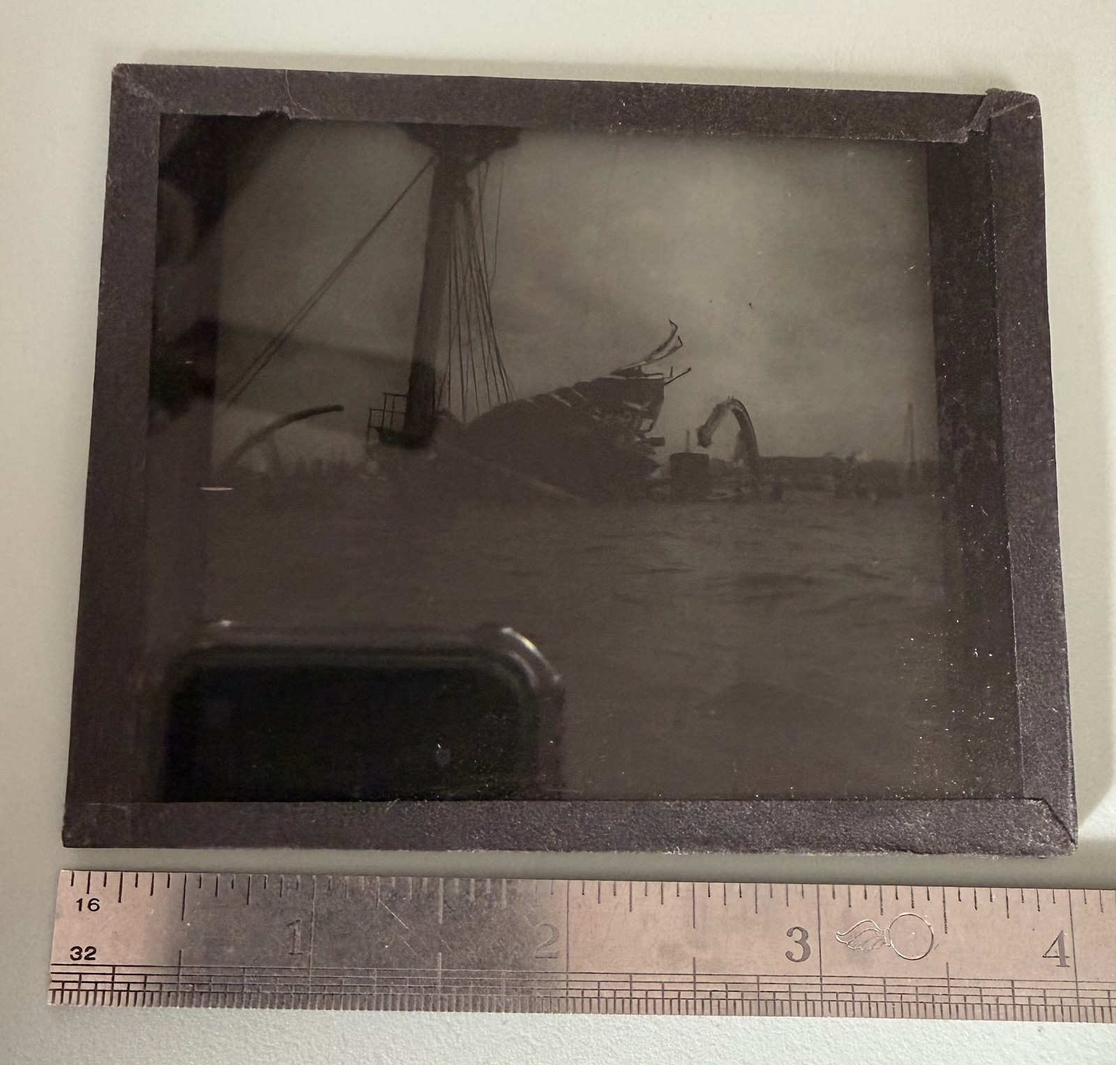 1898 USS Maine Wreck Havana Cuba Spanish American War Glass Lantern Slide Photo