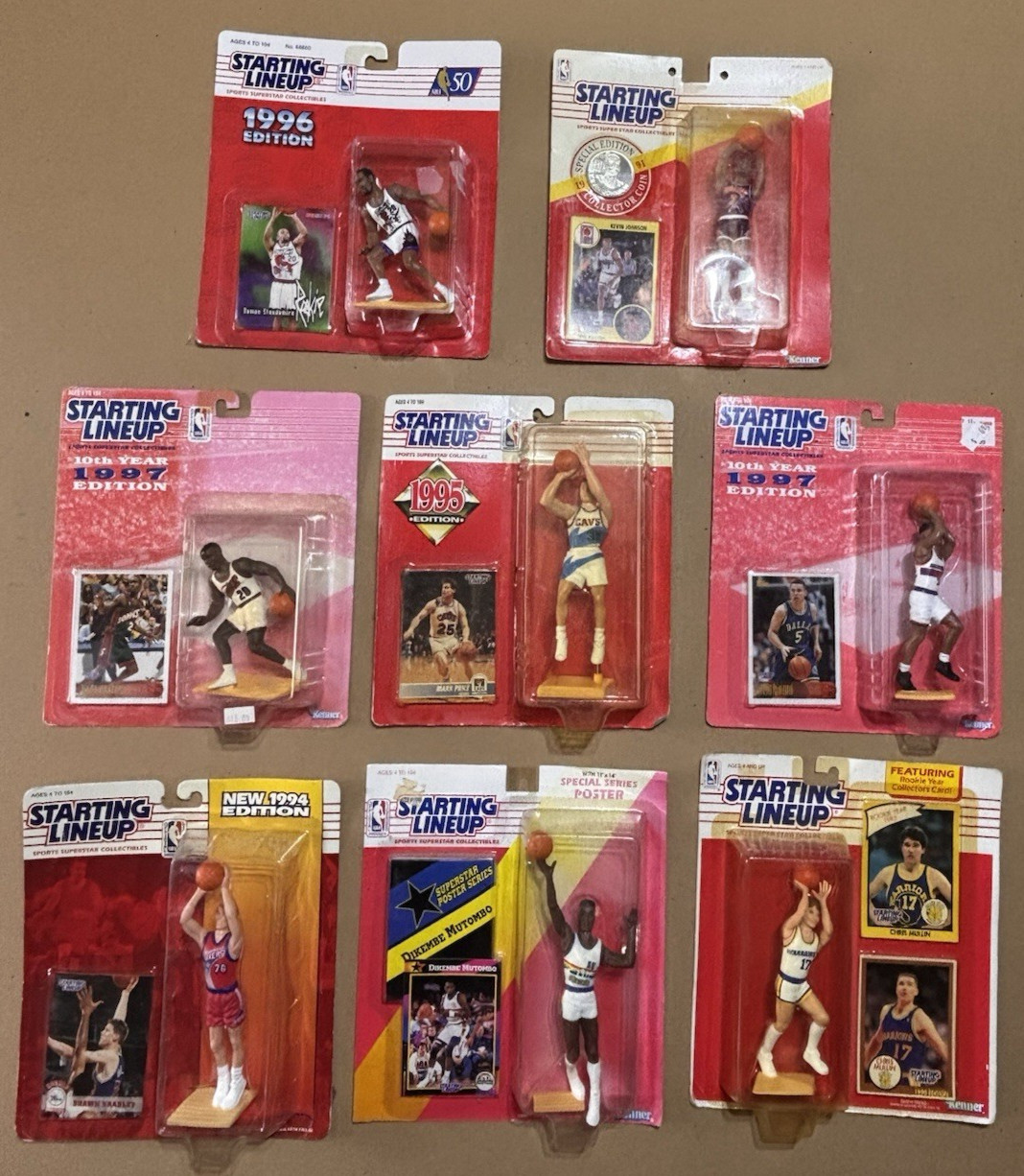 VTG 1990\'s Lot of Eight (8) NBA Kenner Starting Lineup 4\