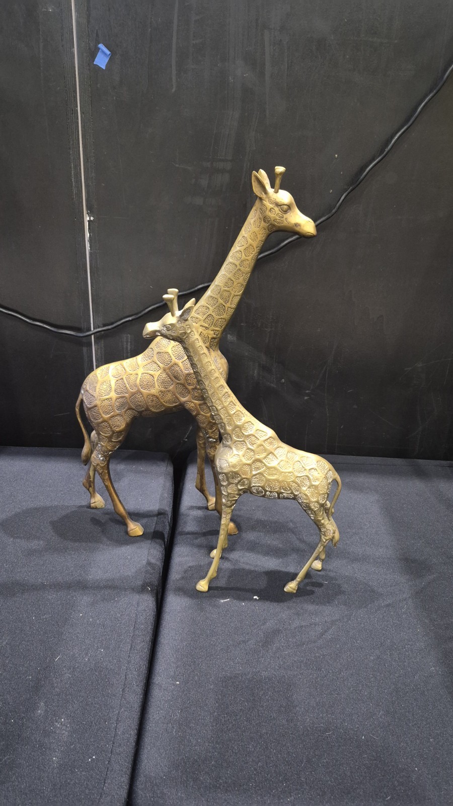 Vintage Pair of Solid Brass Giraffe Figurines 24\