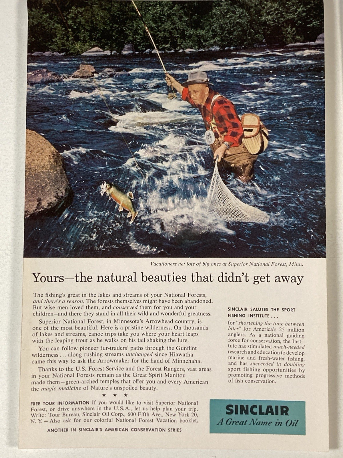 1958 Sinclair Motor Oil Print Ad Natural Beauties
