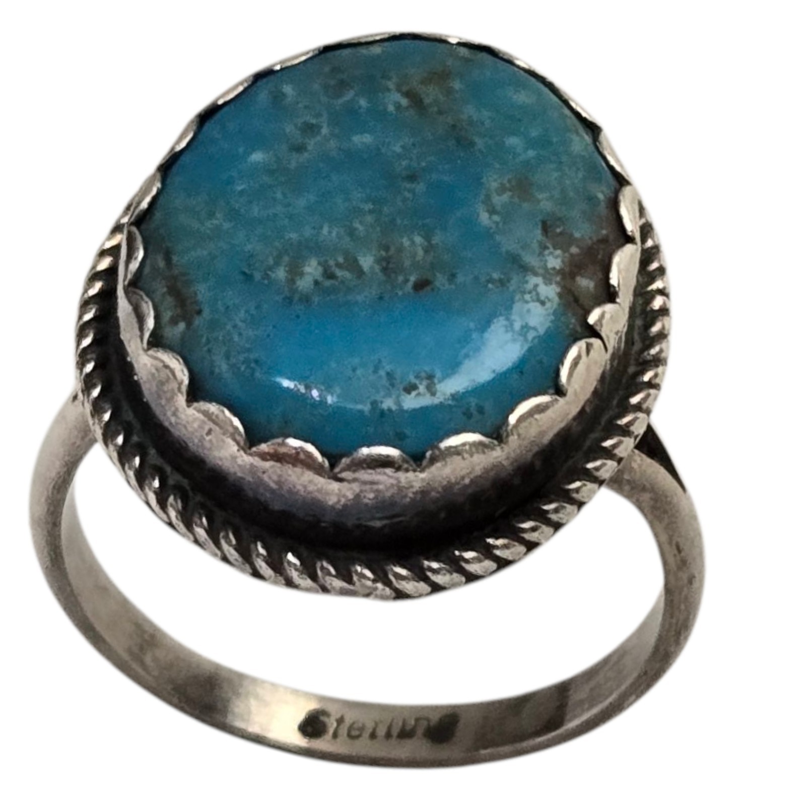 Auspicious Trader Code Navajo Bisbee Turquoise Sterling Silver Ringsz8