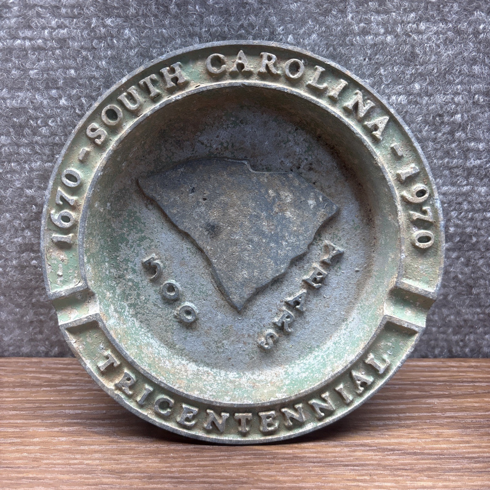 South Carolina Tricentennial 1970 Collectible Ashtray Vintage 500 Years Green