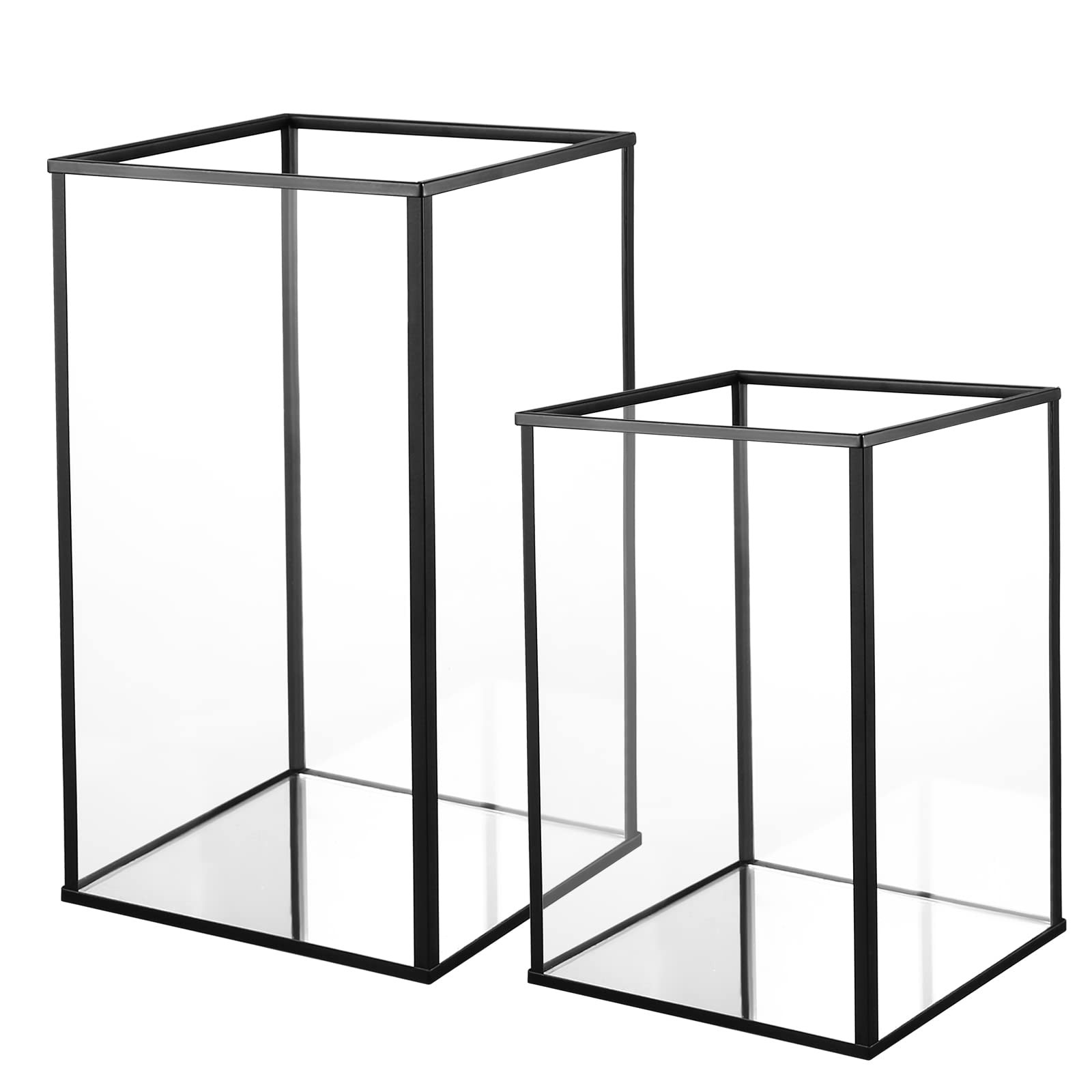 Phosphor Hurricane Camdle Holder Set of 2 Pieces, Black Glass Medium, Phosphor Hurricane Camdle Holder Set of 2 Pieces, Black Glass Medium,