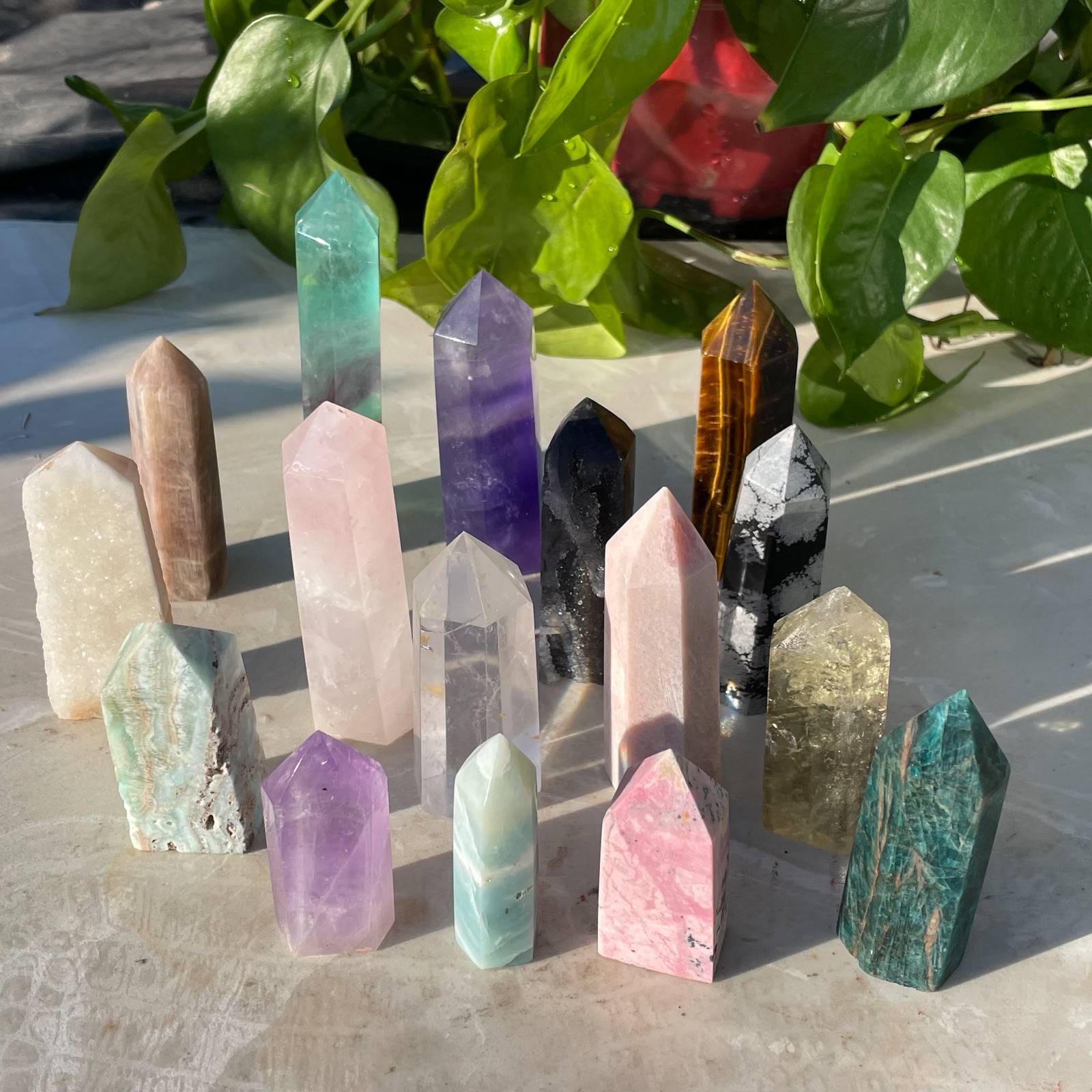 16pcs A LOT Natural  quartz obelisk crystal WAND point healing random
