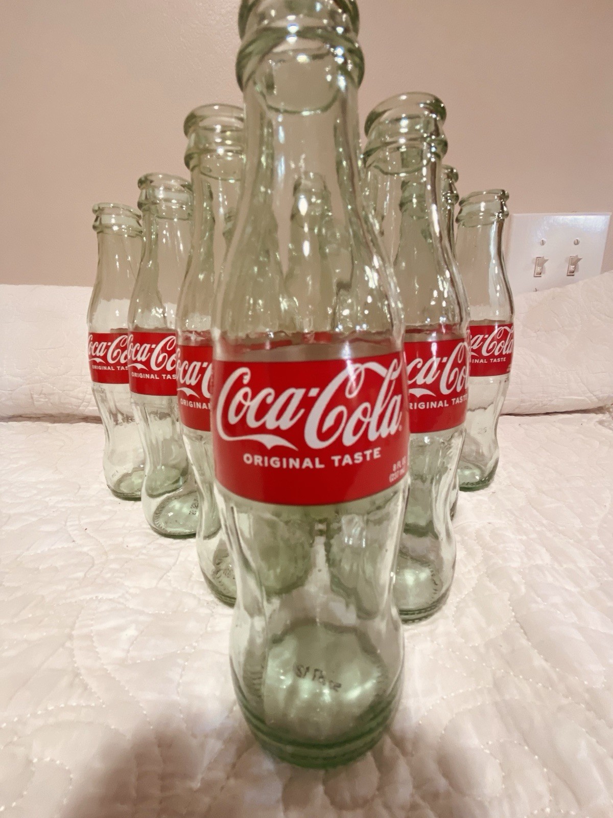 Coca-Cola Original Taste Clear Glass Bottle Lot w/ Red & White Labels