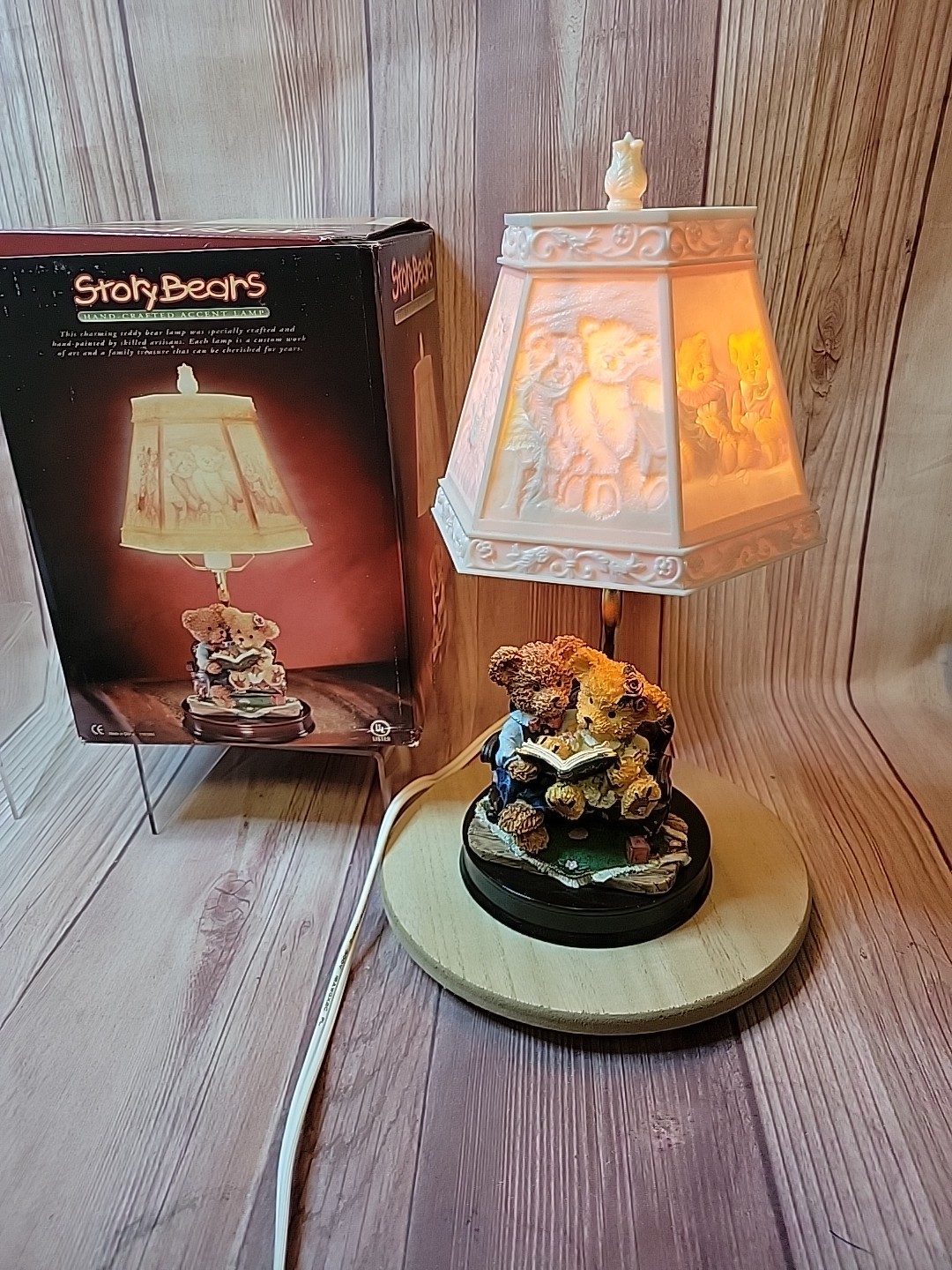 StoryBears Hand-Crafted Accent Lamp Teddy Bear Figurine with Shade