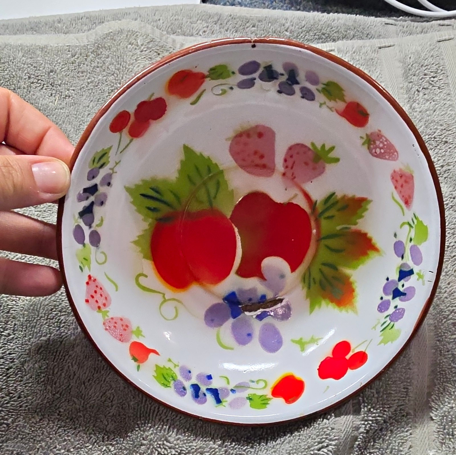 Vintage Tutti Frutti Enamelware 13-Piece Serving Set - Basin, Platter & 11 Bowls