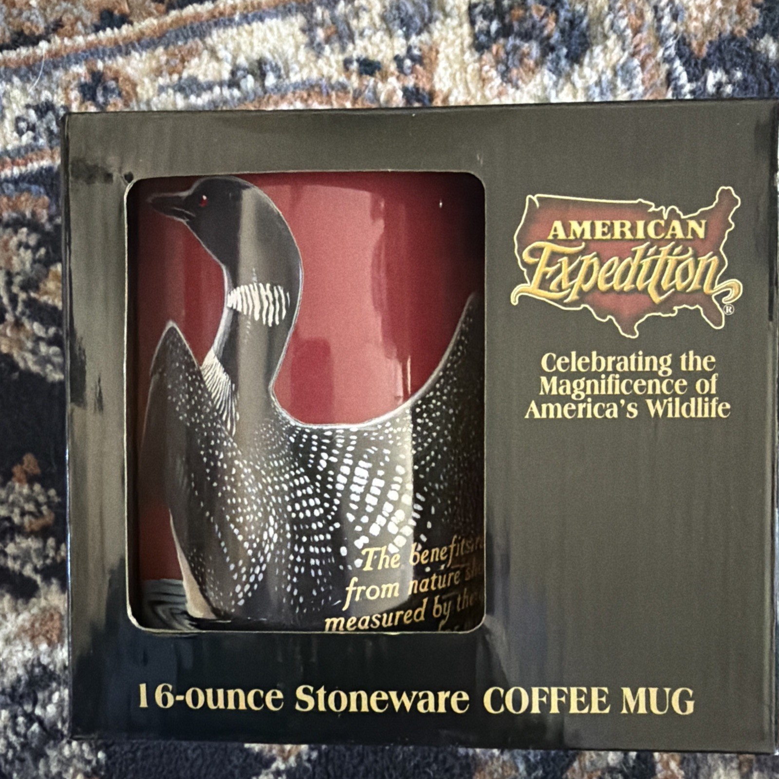 American Expedition Stoneware Coffee Mug New In Box Loon Stainless