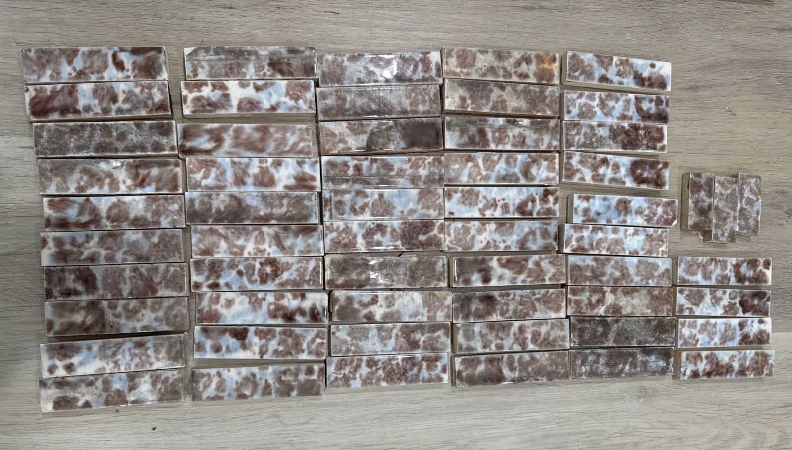 55 Antique Fireplace Tile 1890 A E Tile, Molted Porcelain, Pastel Green/Blue