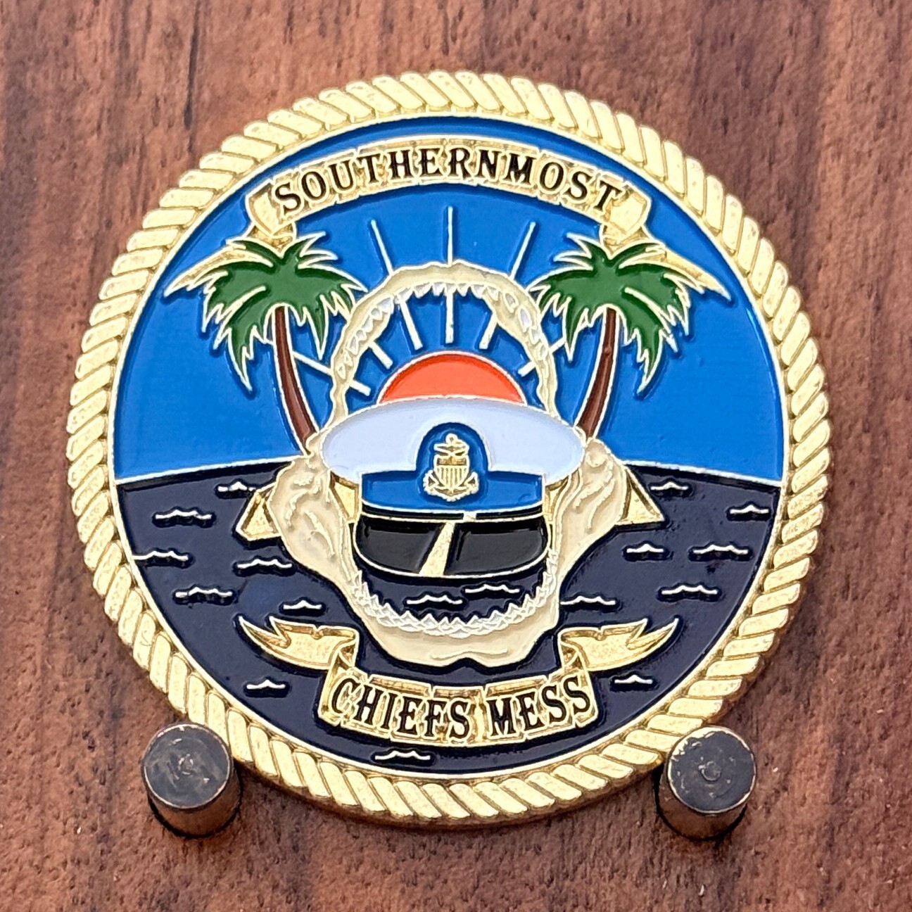 Southernmost Chiefs Mess Palm Tree Shark Anchor Naval Challenge Coin  W#12