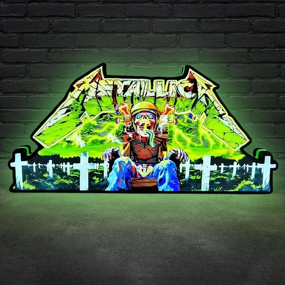 Metallica Remastered Pinball Topper 3D Printed LED Lightbox Game Decor
