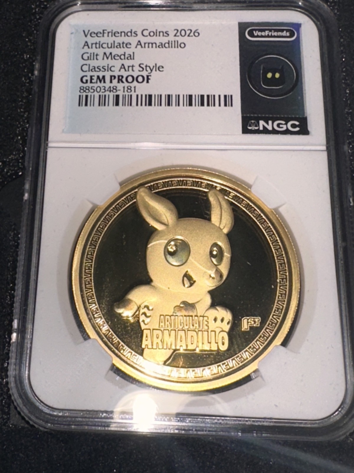 VeeFriends 2026 Articulate Armadillo Gilt Medal GEM PROOF 8850348-181