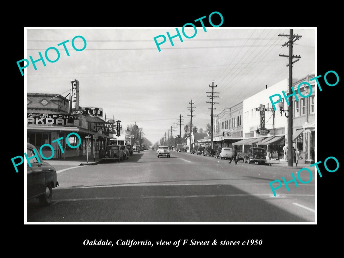 Oakdale California View Of F Street & Stores c1950 Old Large Historic Photo