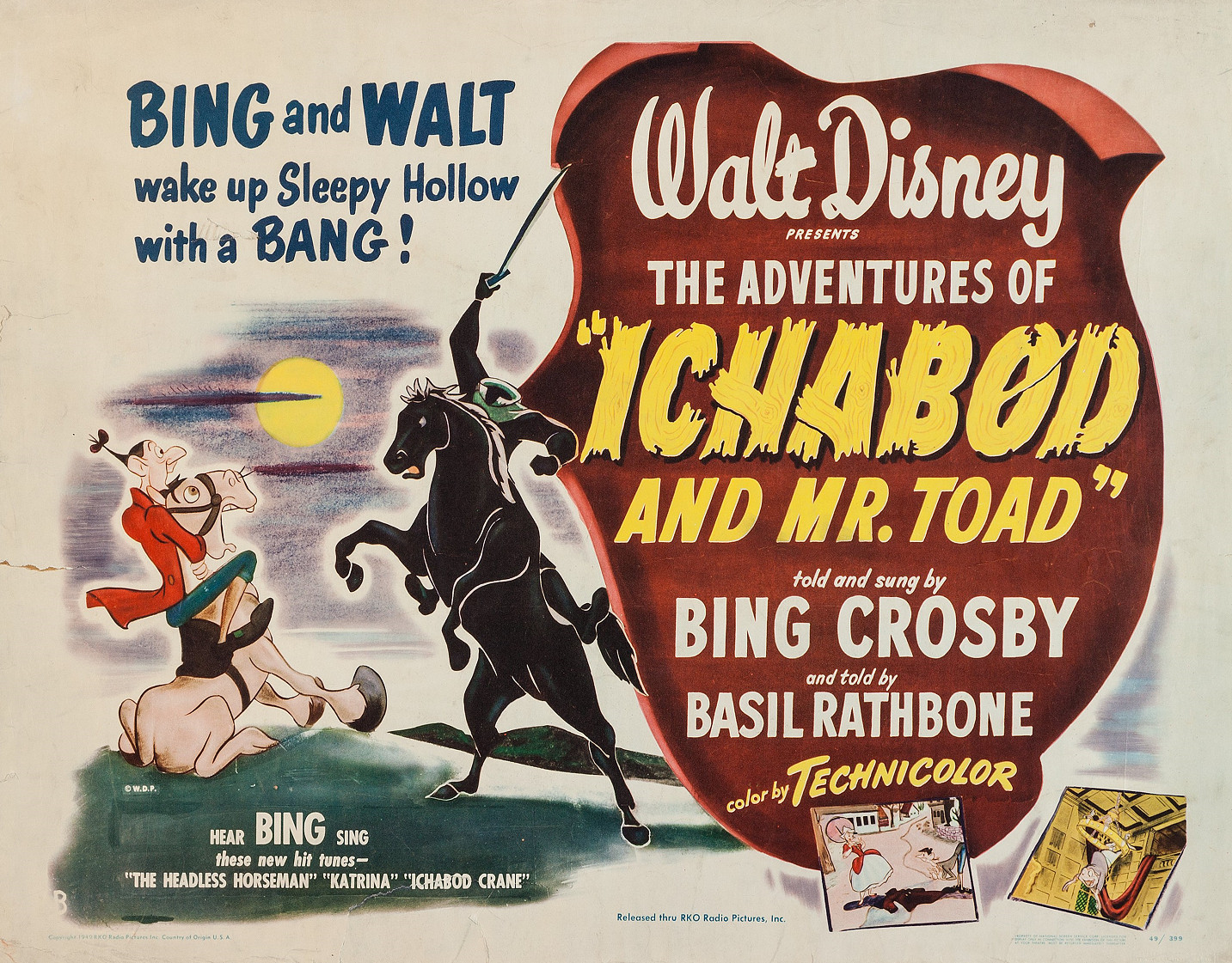 1949 Walt Disney The Adventures Of Ichabod & Mr. Toad Headless Horseman 🎃🐴🎃