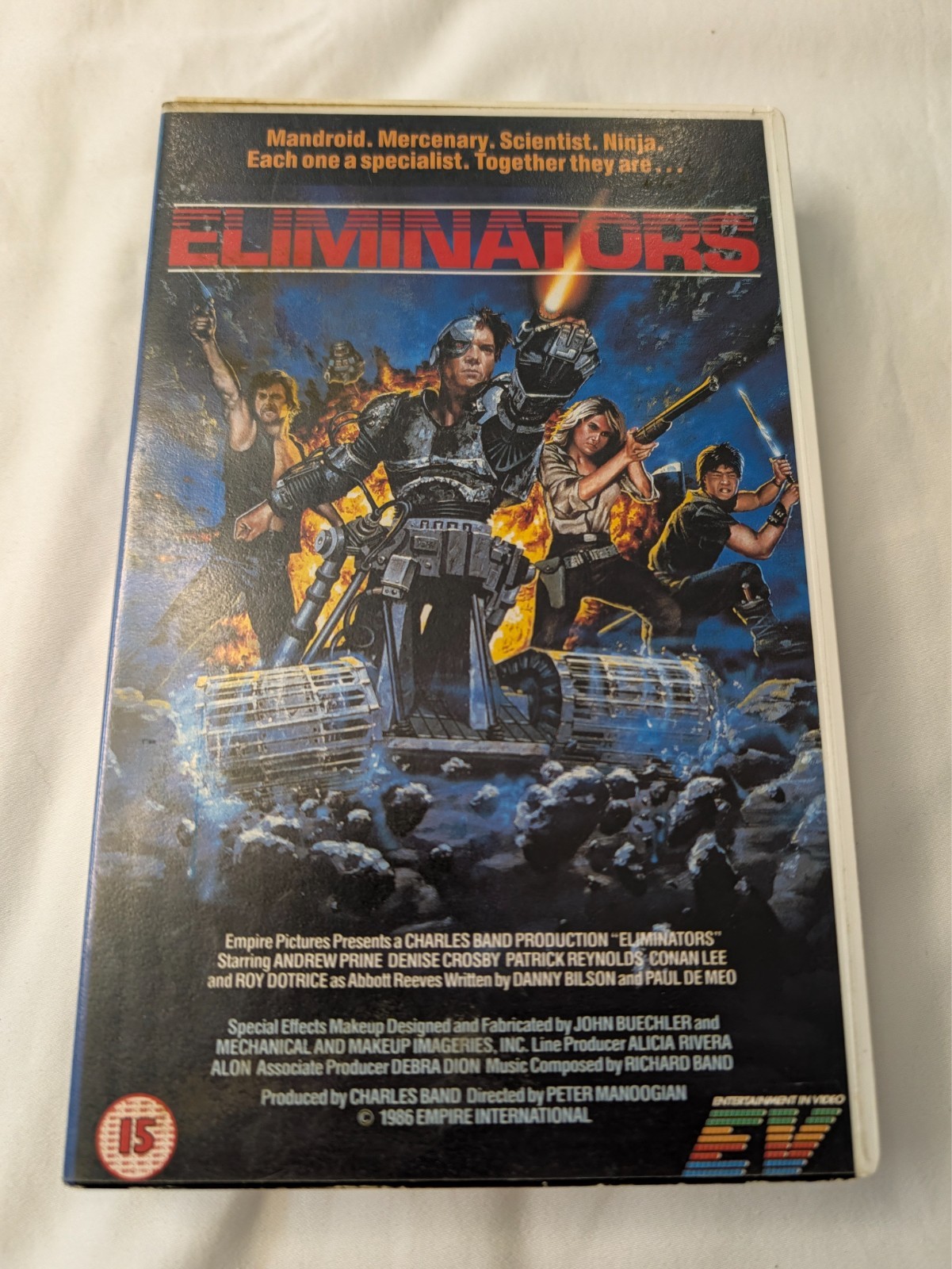 ELIMINATORS VHS 1986 UK EIV EVV 1049 BIG BOX EX RENTAL EMPIRE CHARLES BAND RARE