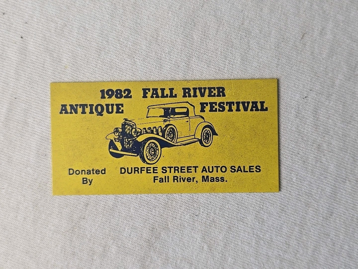 VINTAGE 1982 FALL RIVER MASS ANTIQUE FESTIVAL CAR SHOW MEET DASHBOARD PLATE