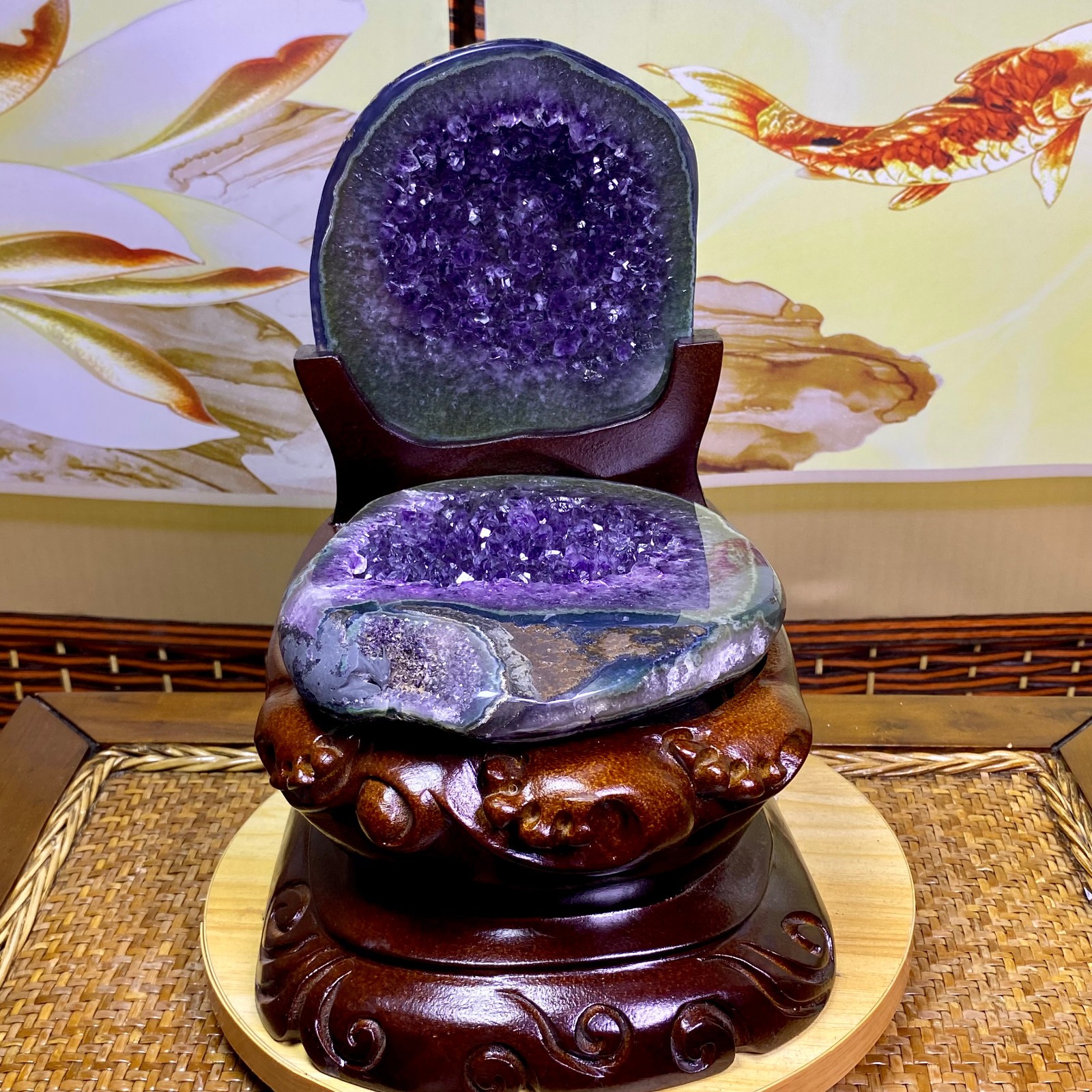 9.89LB Natural amethyst Agate Treasure Basin Quartz Geode cluster Healing decor