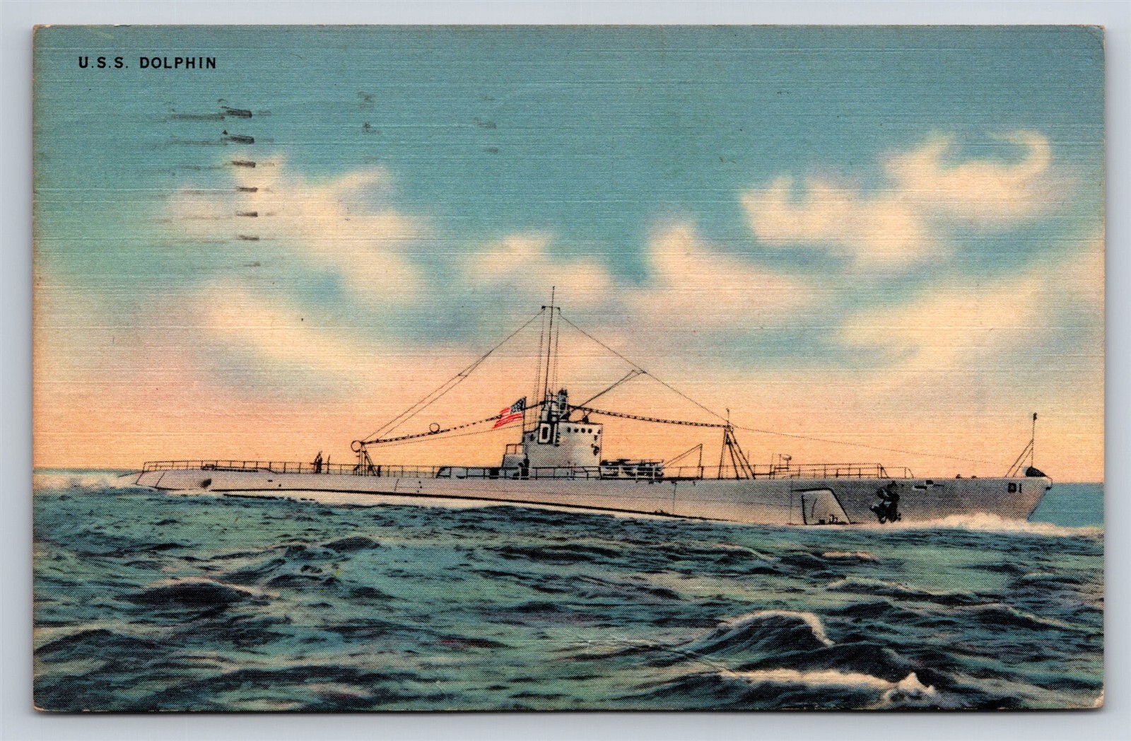 Postcard USS Dolphin Submarine Commissioned 1932 Portsmouth NH WW2 Era AW18