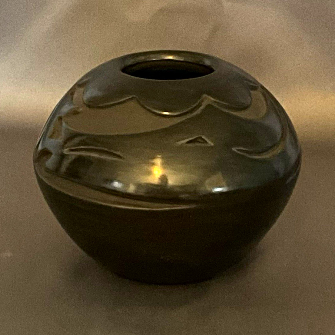 Santa Clara Black Carved Pueblo Pottery