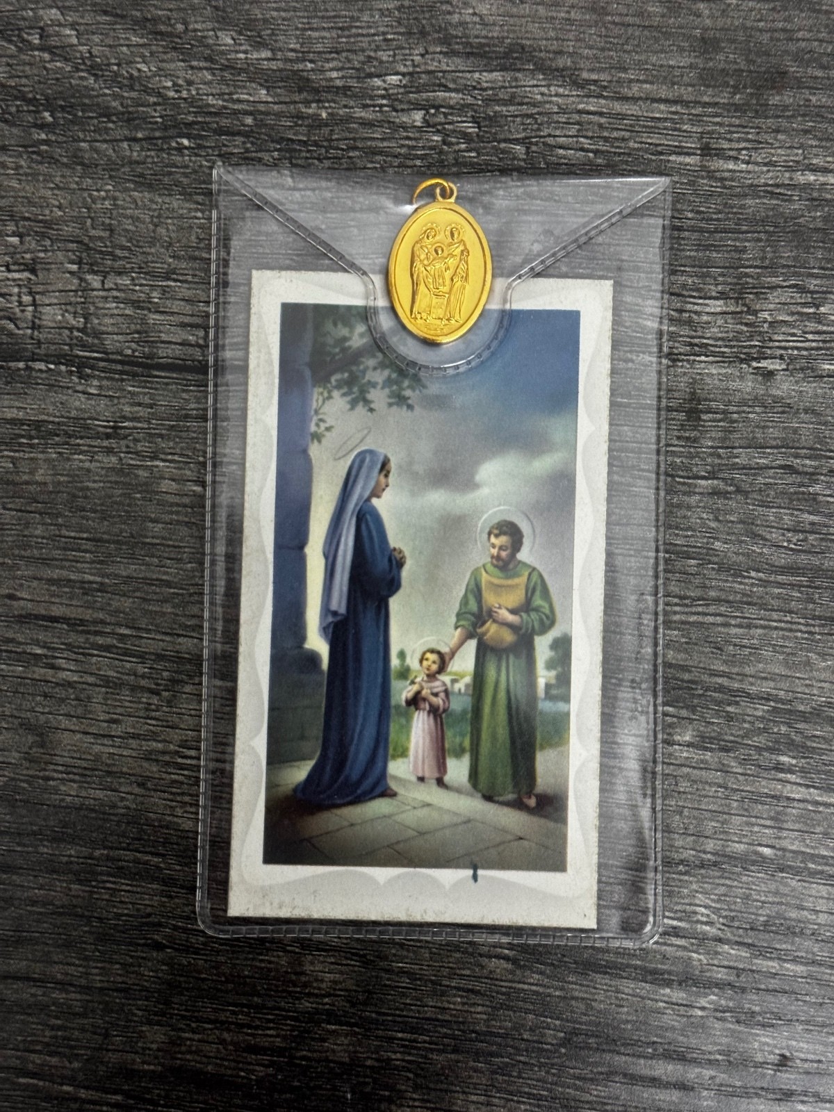 Vintage Catholic Holy Cards Religious Lot Holy Family Medal Made in Italy