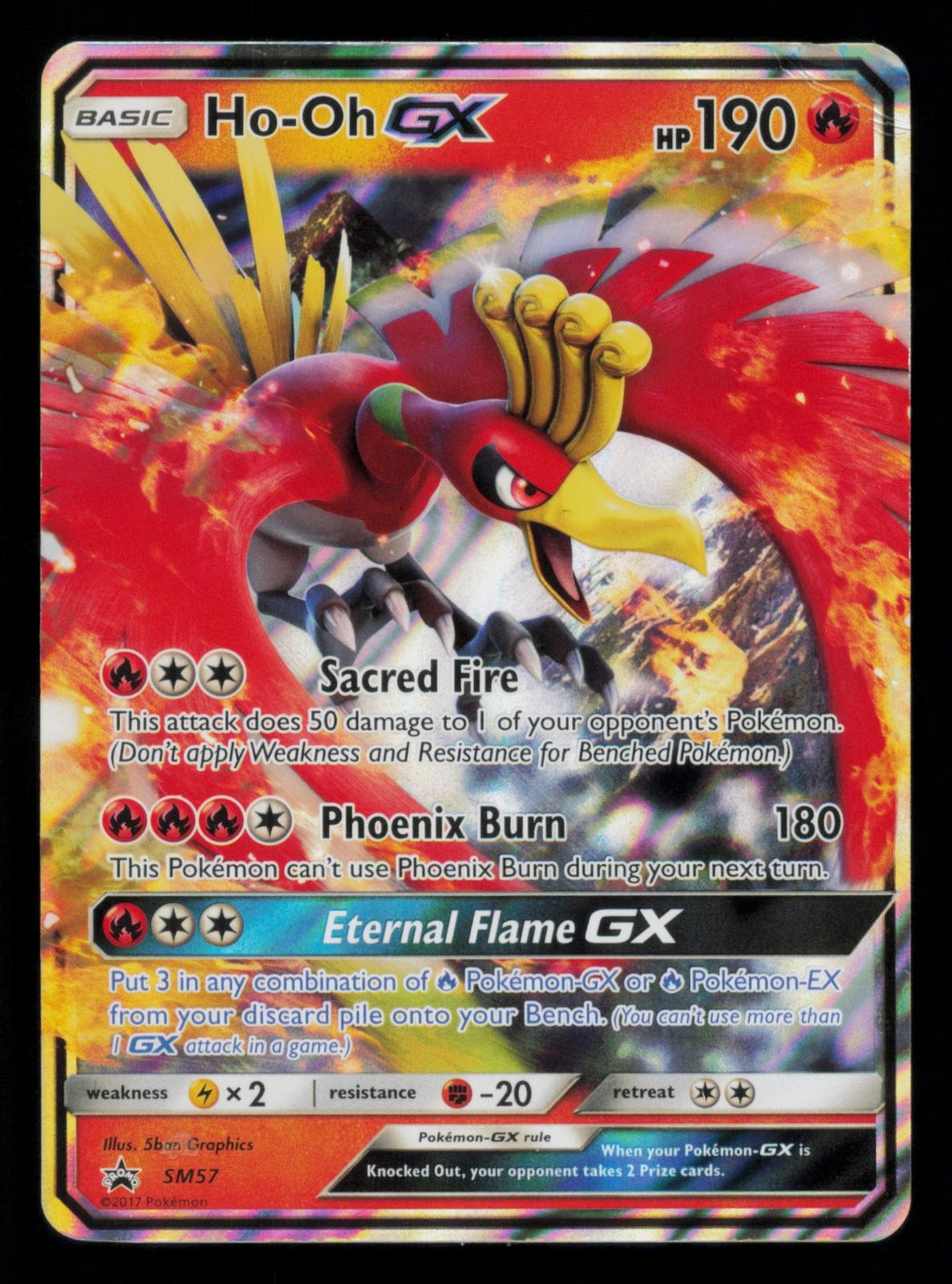 Ho-Oh GX - SM57 Holo Promo Sun & Moon Promo Pokemon Moderately Played