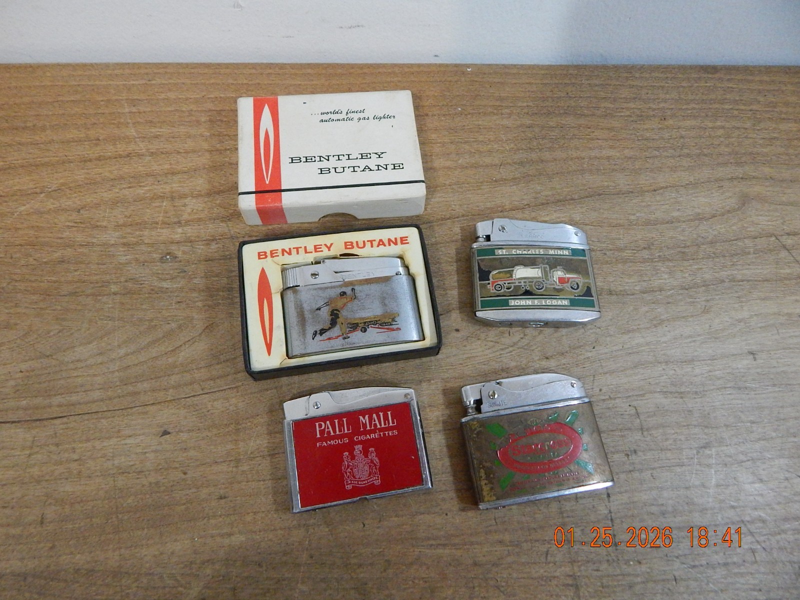 LOT OF 4 Vintage Lighters - BENTLEY VERNCO SUNLITE CONTINENTAL PALL MALL  ETC