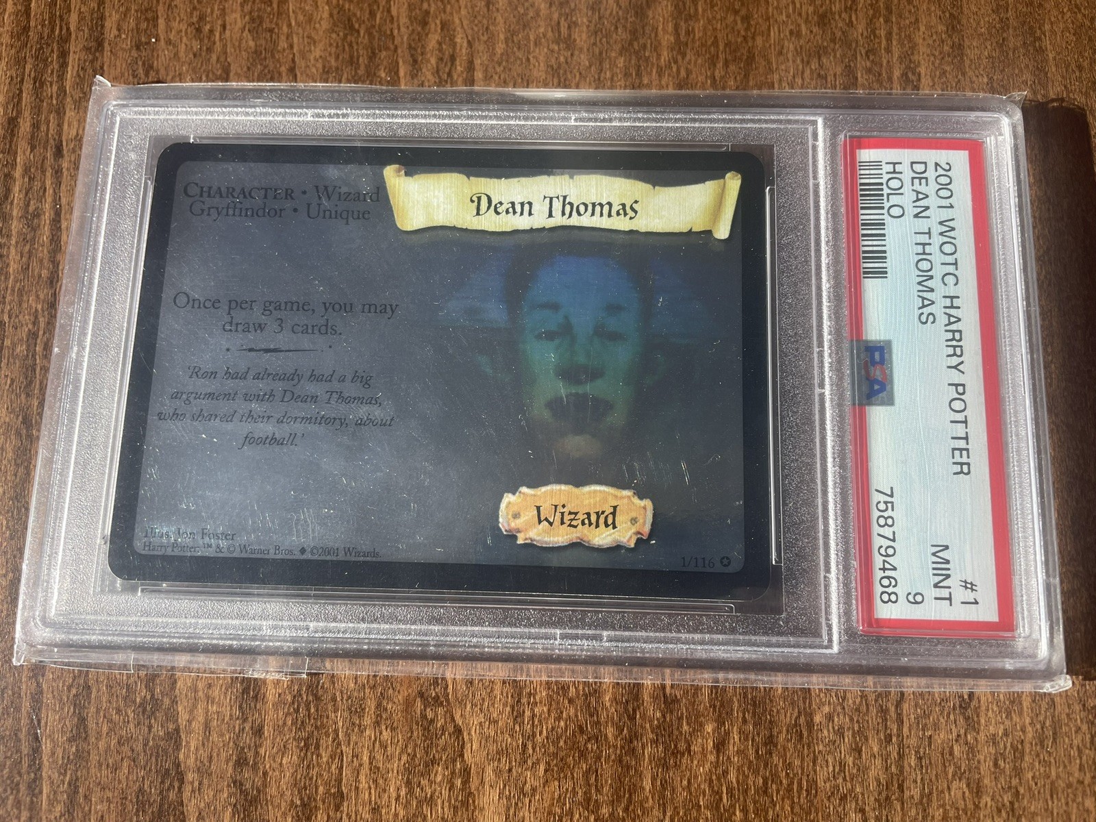 2001 WOTC Harry Potter #1 1/116 Dean Thomas Holo PSA 9