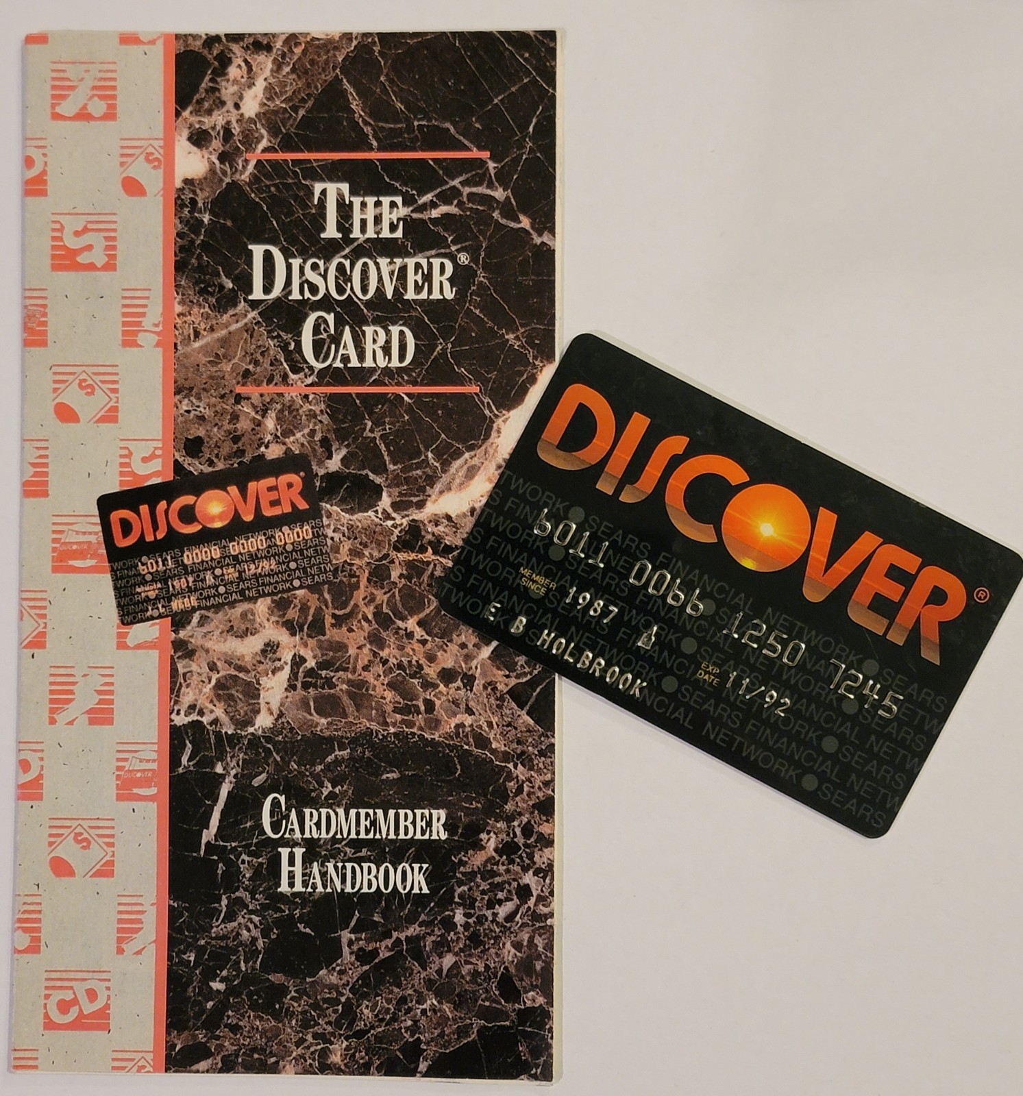 Vintage Discover Credit Charge Card With Cardmember Handbook Expired 1992