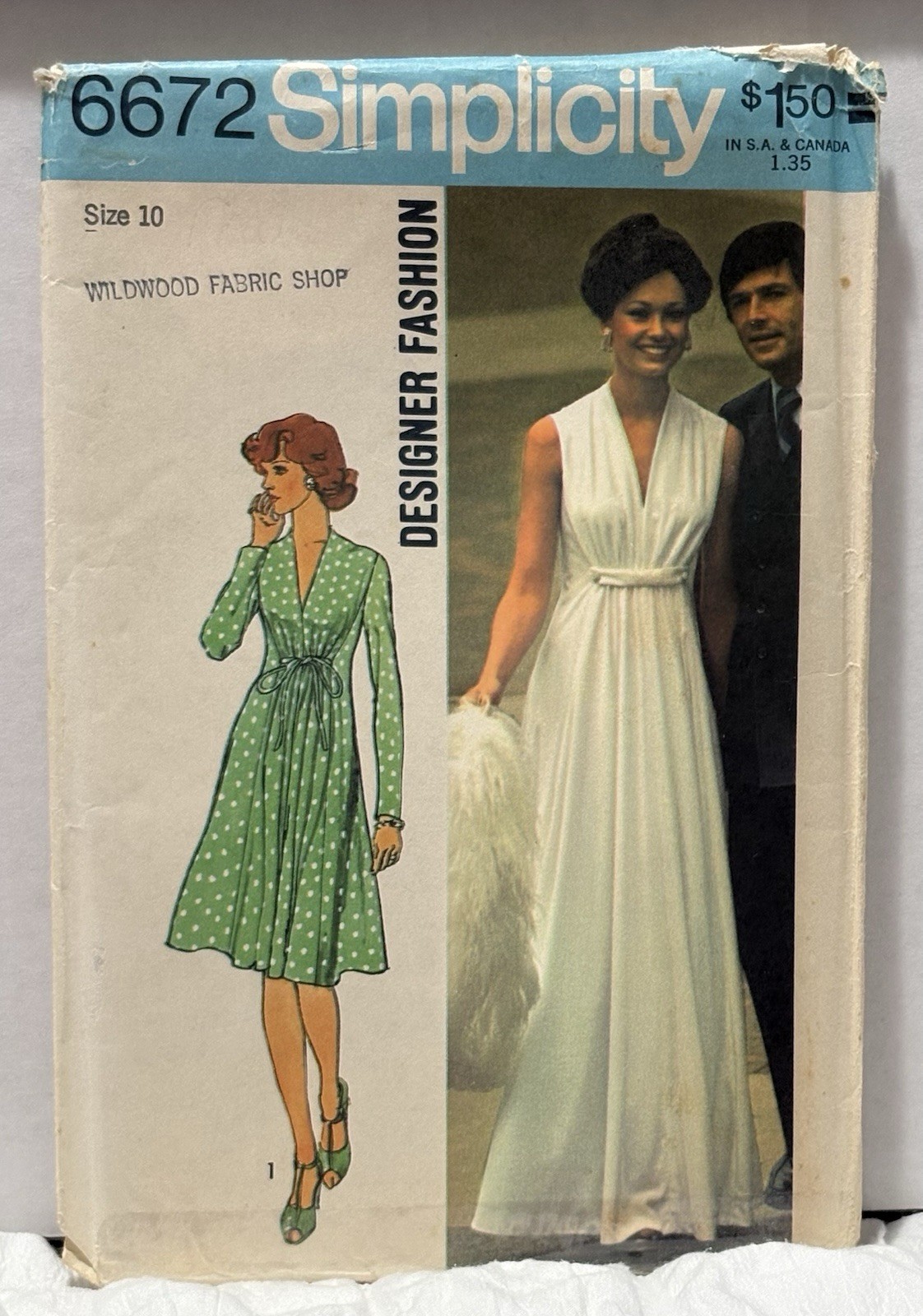 Simplicity 6672 Size 10 Misses Dress *PREOWNED*NEW*VINTAGE
