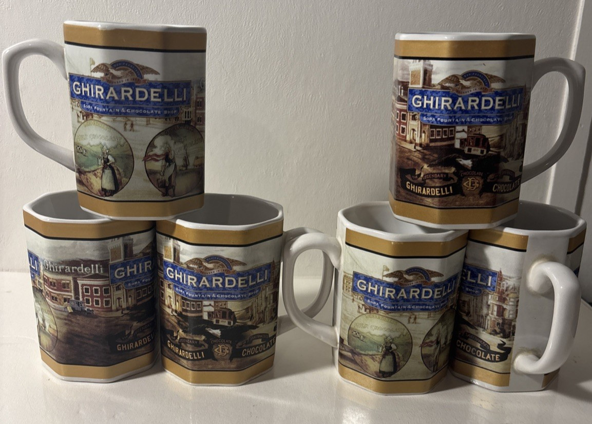 Vintage Ghirardelli Collectible Chocolate Coffee Mug Cup Octagon 8 Sided