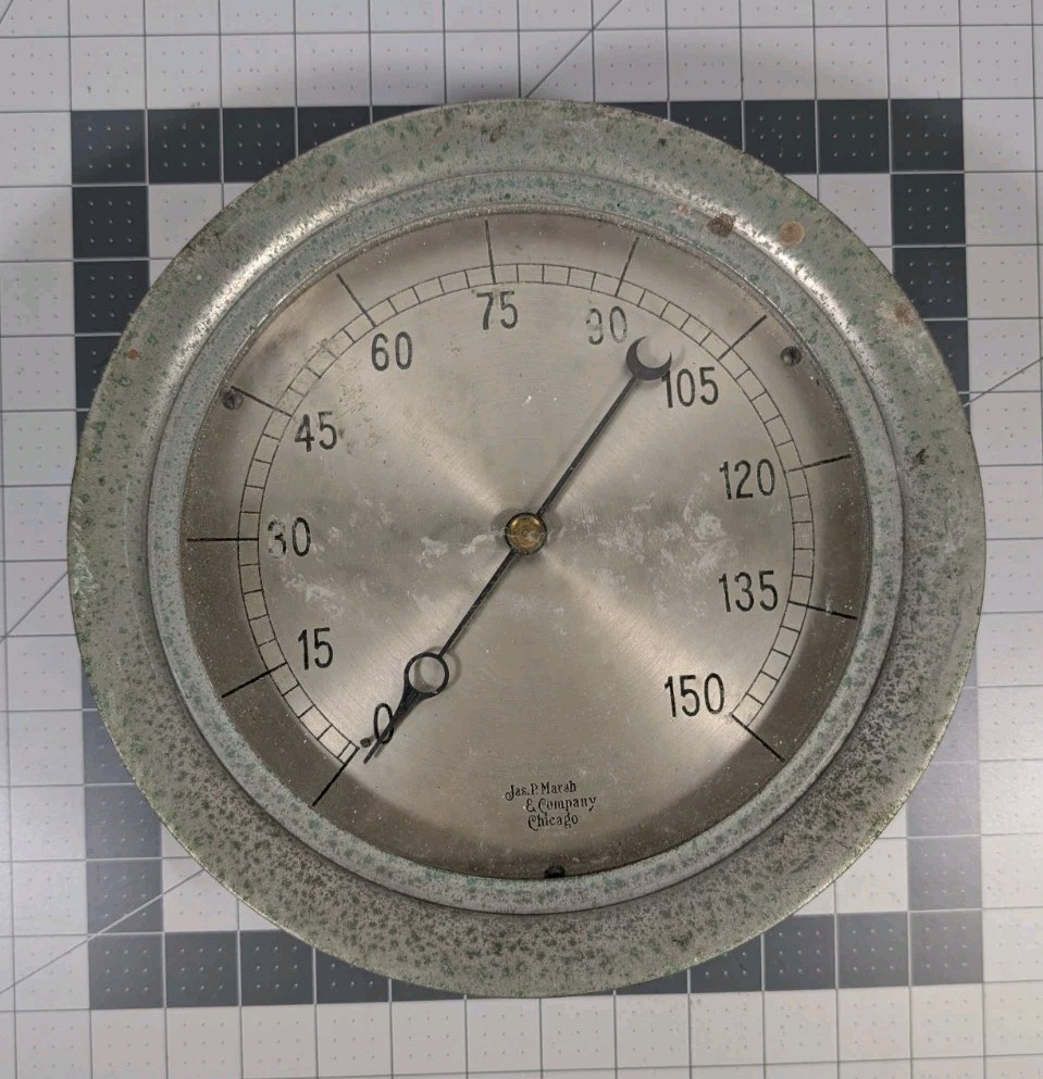 Vintage Jas. P Marsh & Company Steam Pressure Gauge Large 10