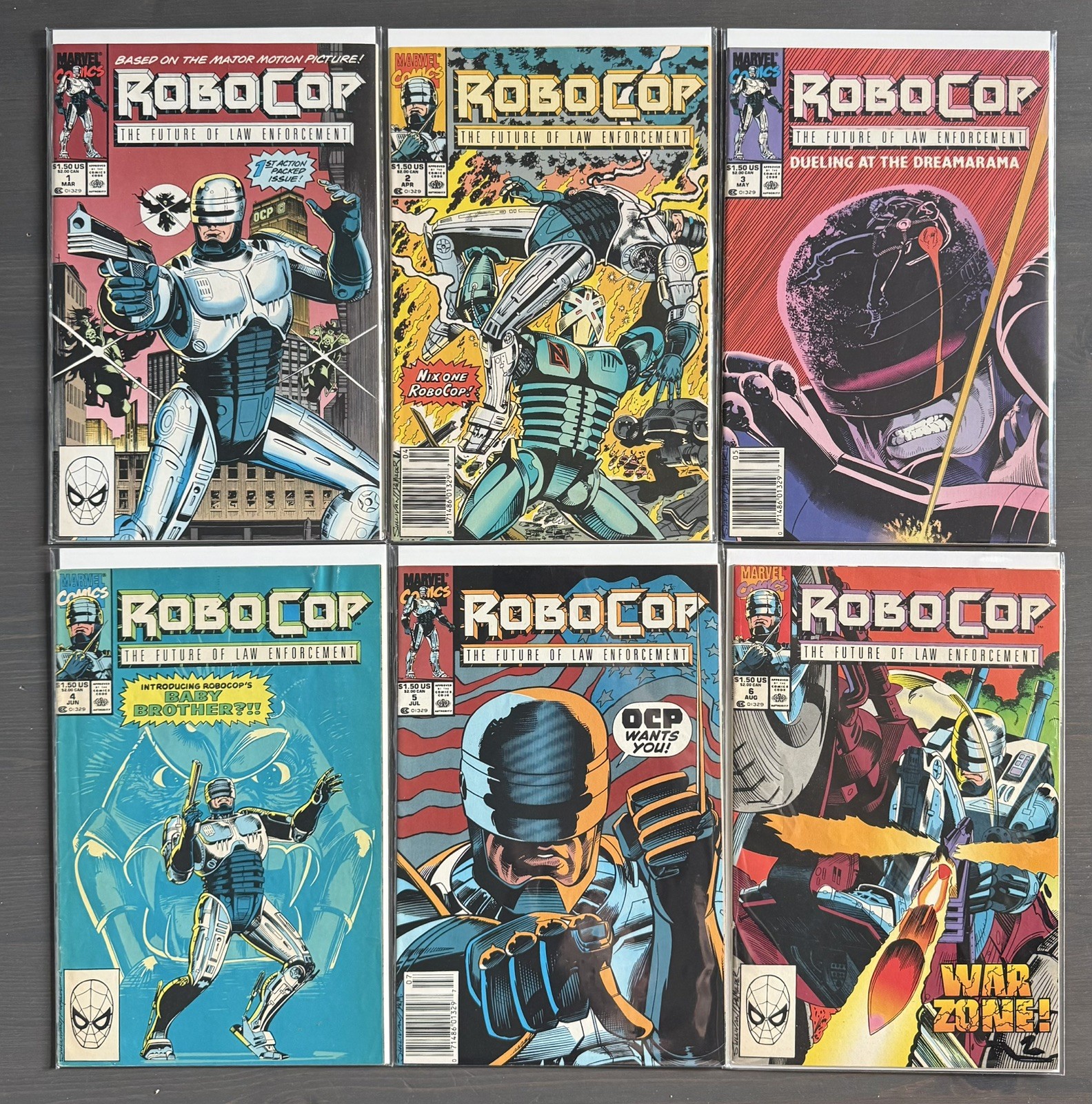 RoboCop #1-6 Complete Run Lot Marvel Comics 1990 Movie Adaptation