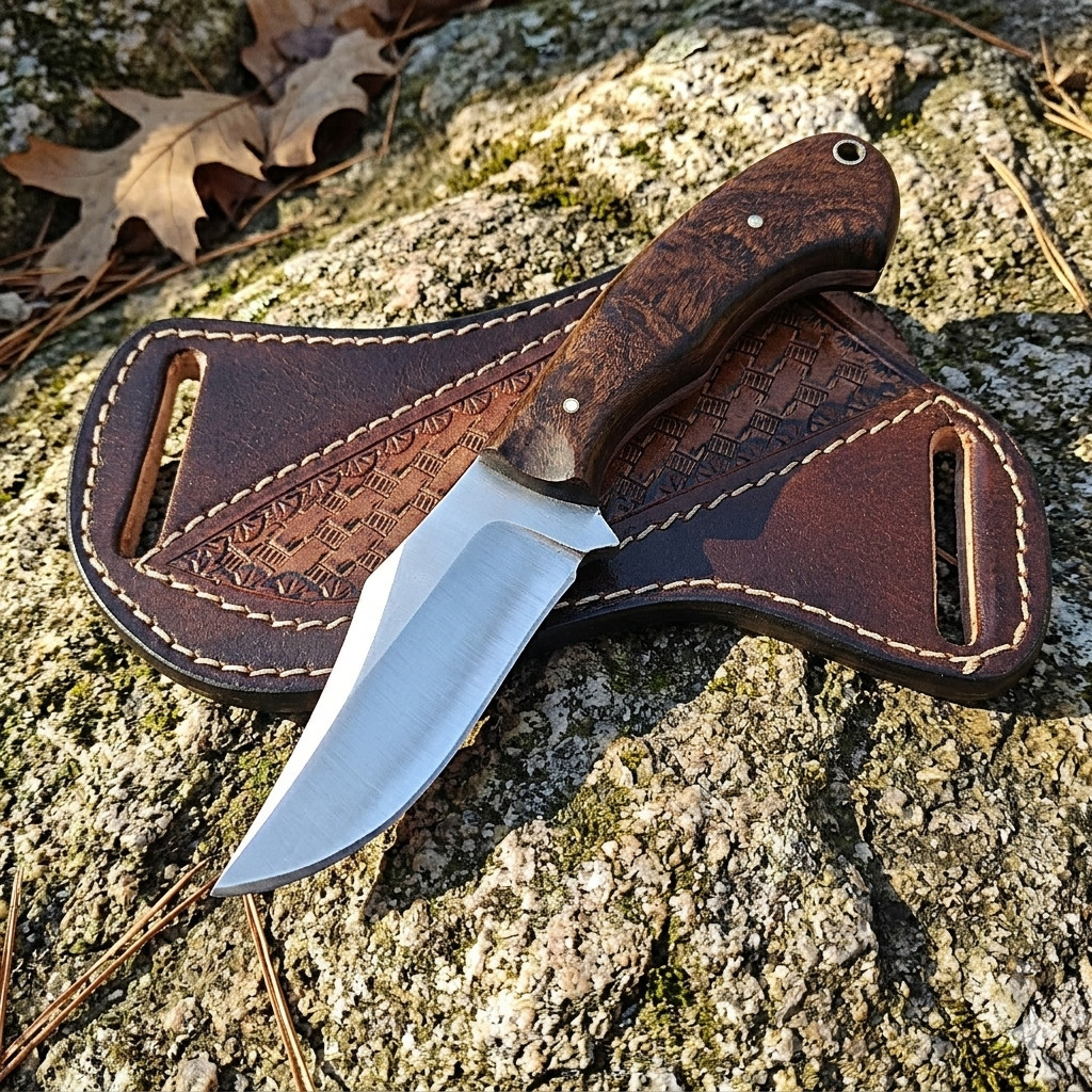 Handmade Hunting Knife Fixed Blade Full Tang with Cross Draw Sheath 8in Handmade Hunting Knife Fixed Blade Full Tang with Cross Draw Sheath 8in