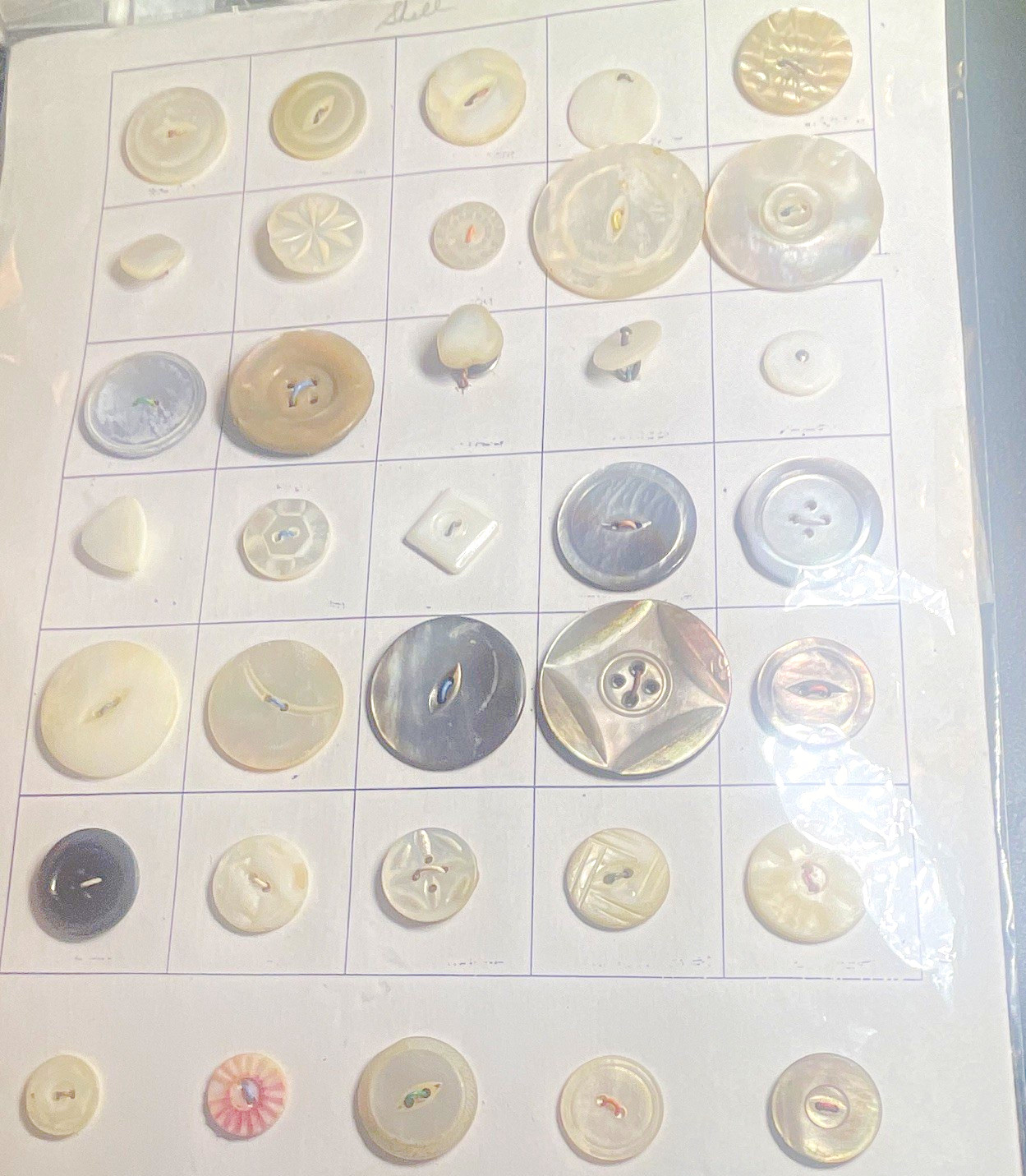 35 Vintage Mother of Pearl Shell Buttons Lot -Assorted MOP Sewing Collectible