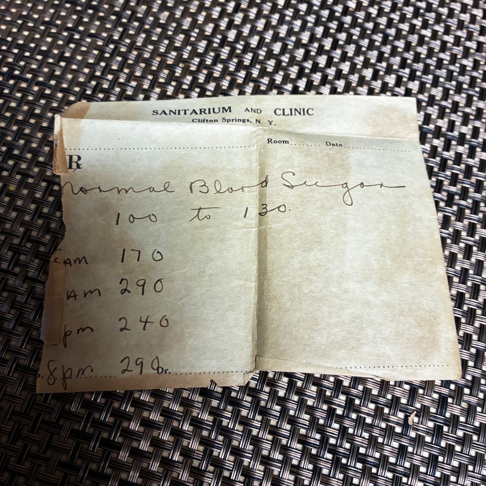 1920s Note Written on Prescription Pad Sanitarium Clifton Springs NY Oddities