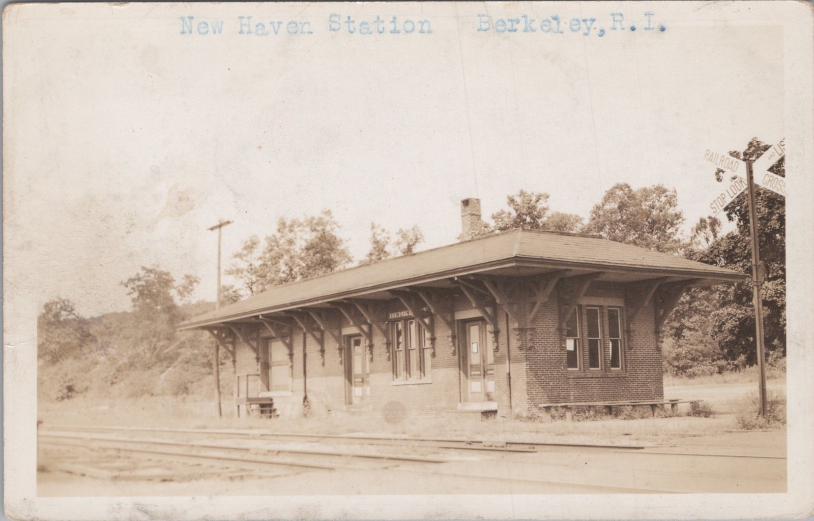 New Haven RR Station Berkeley Rhode Island RI NYNH&H Depot RPPC 1910s Postcard