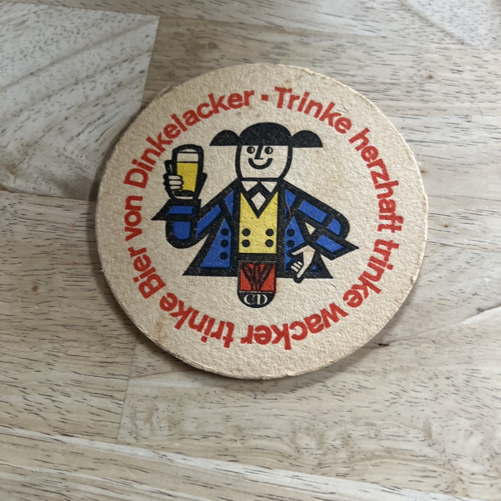 Vintage Dinkelacker Beer Coaster - Retro CD-Pils Mascot Stuttgart German