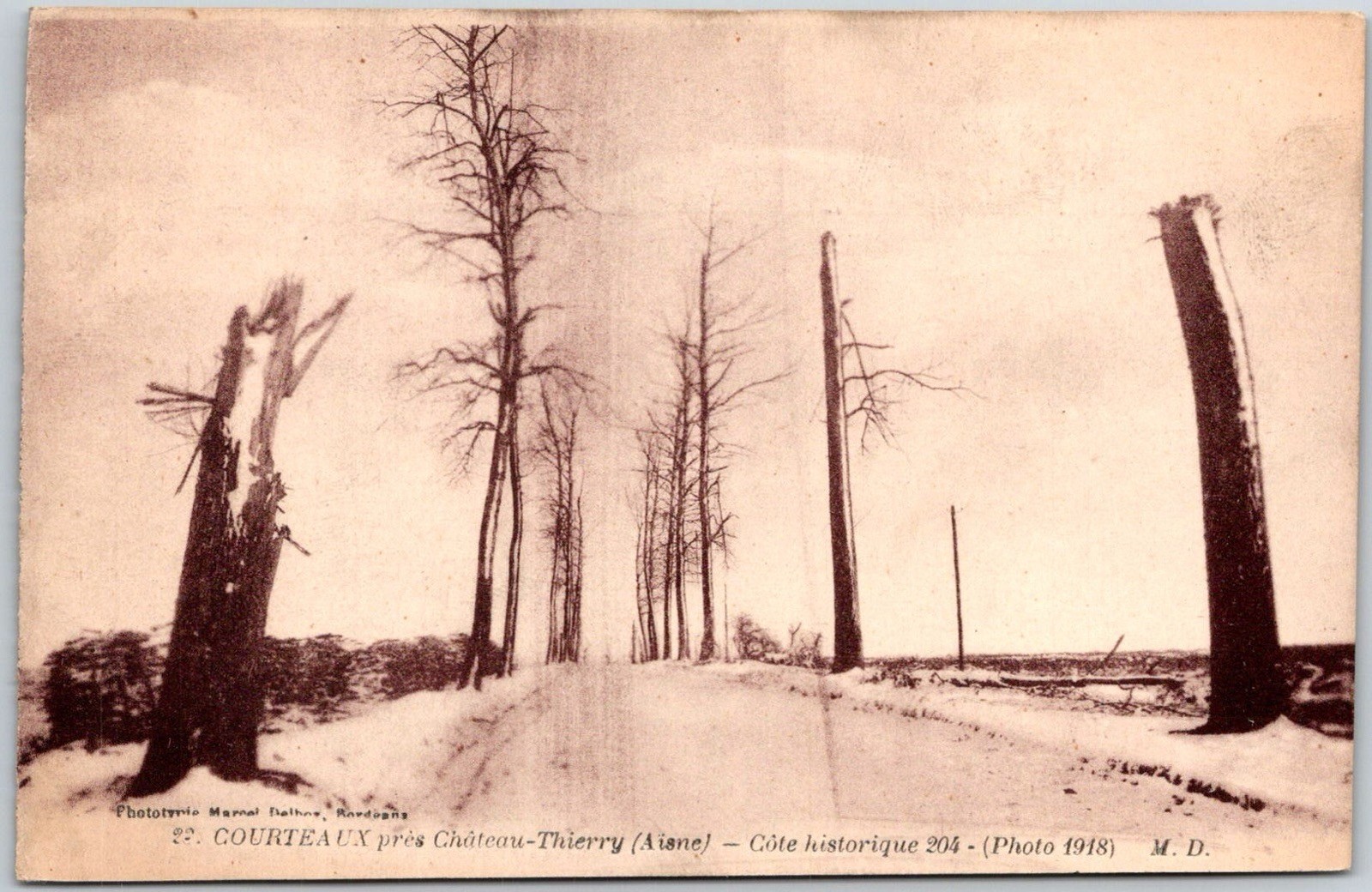 Courteaux Near Chateau Thierry Aisne Historic Road 204 France Unposted Postcard