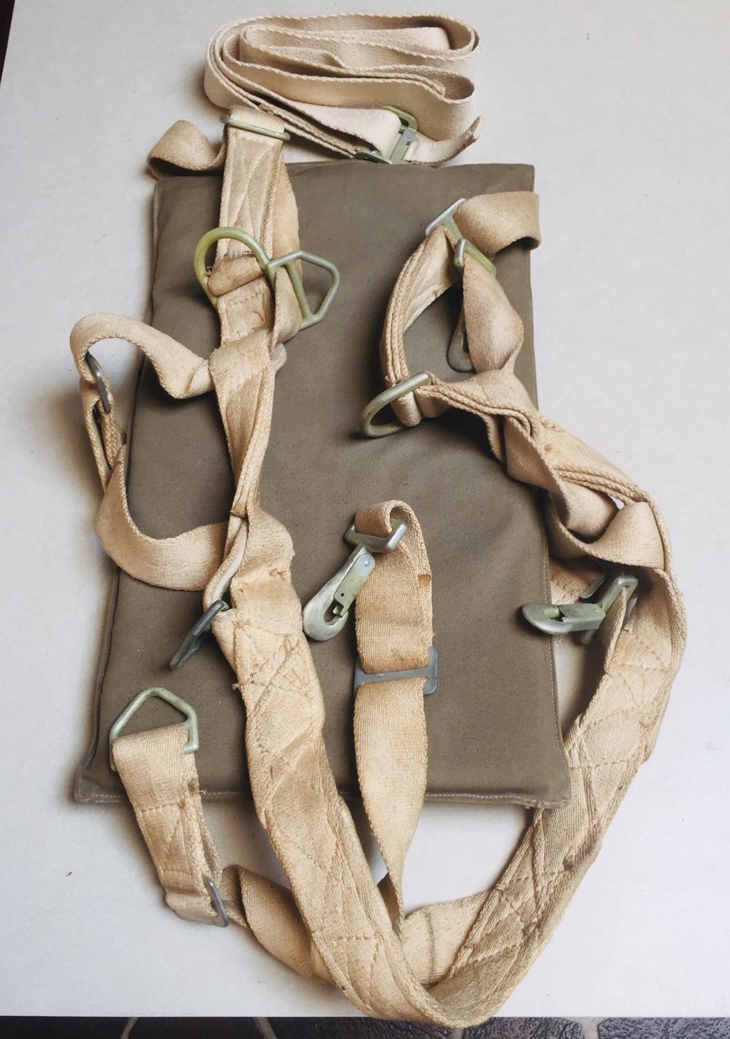 Original Antique WW2 Naval Aviator's Parachute Harness & Back Pad
