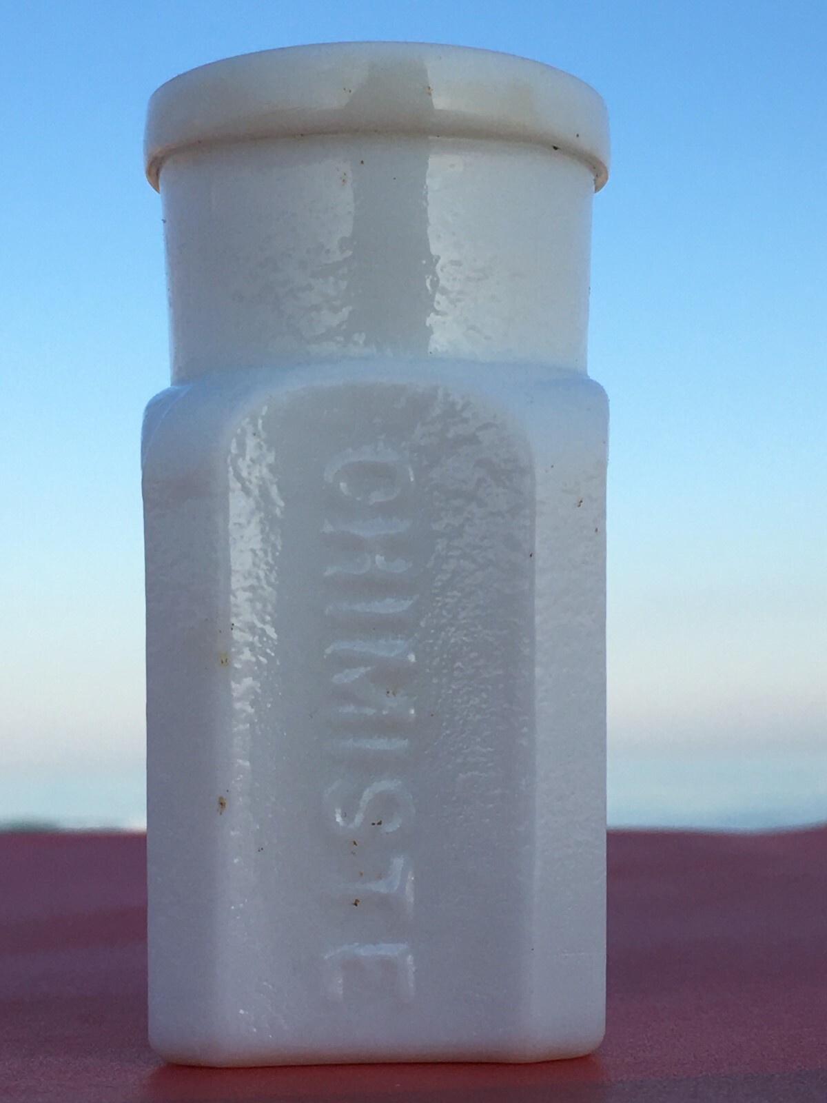 Pre-1900s Antique Old Jar «CHIMISTE WLADIO» Milk glass