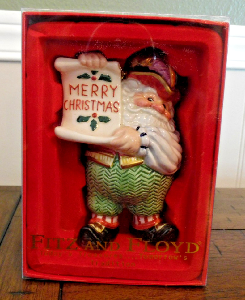 Vtg Fitz and Floyd Christmas Santa Figure 2003 With COA