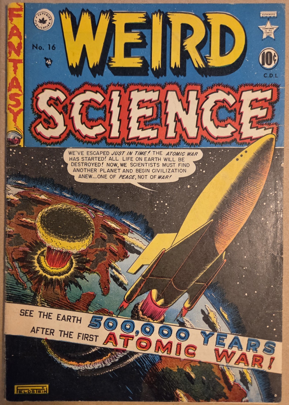 Weird Science Vol.1 16(5) 1951 ungraded - est. VG/VG+. Scarce Canadian Edition