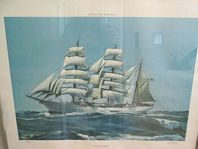 Vintage 1969 Kipp Soldwedel, U.S. C.G. Eagle, Series No. 2  Lithograph Ship Fare
