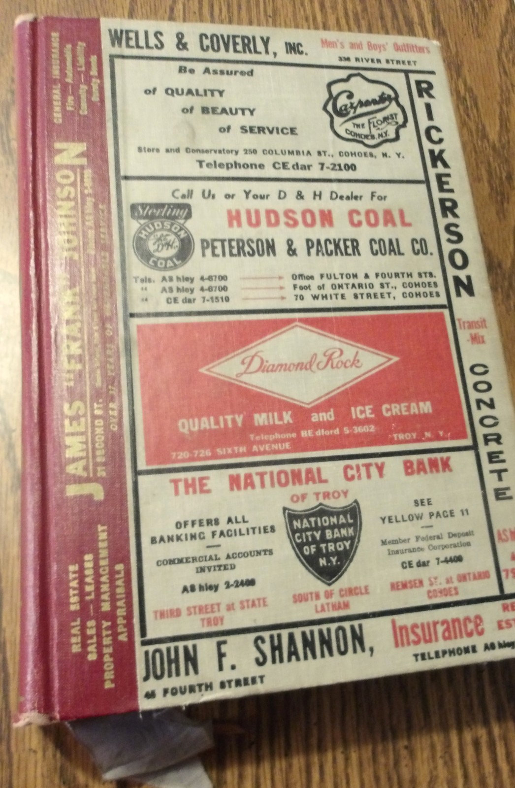 1957 TROY NY CITY  DIRECTORY  RESIDENTS/BUSINESSES COHOES WATERVLIET GREENISLAND
